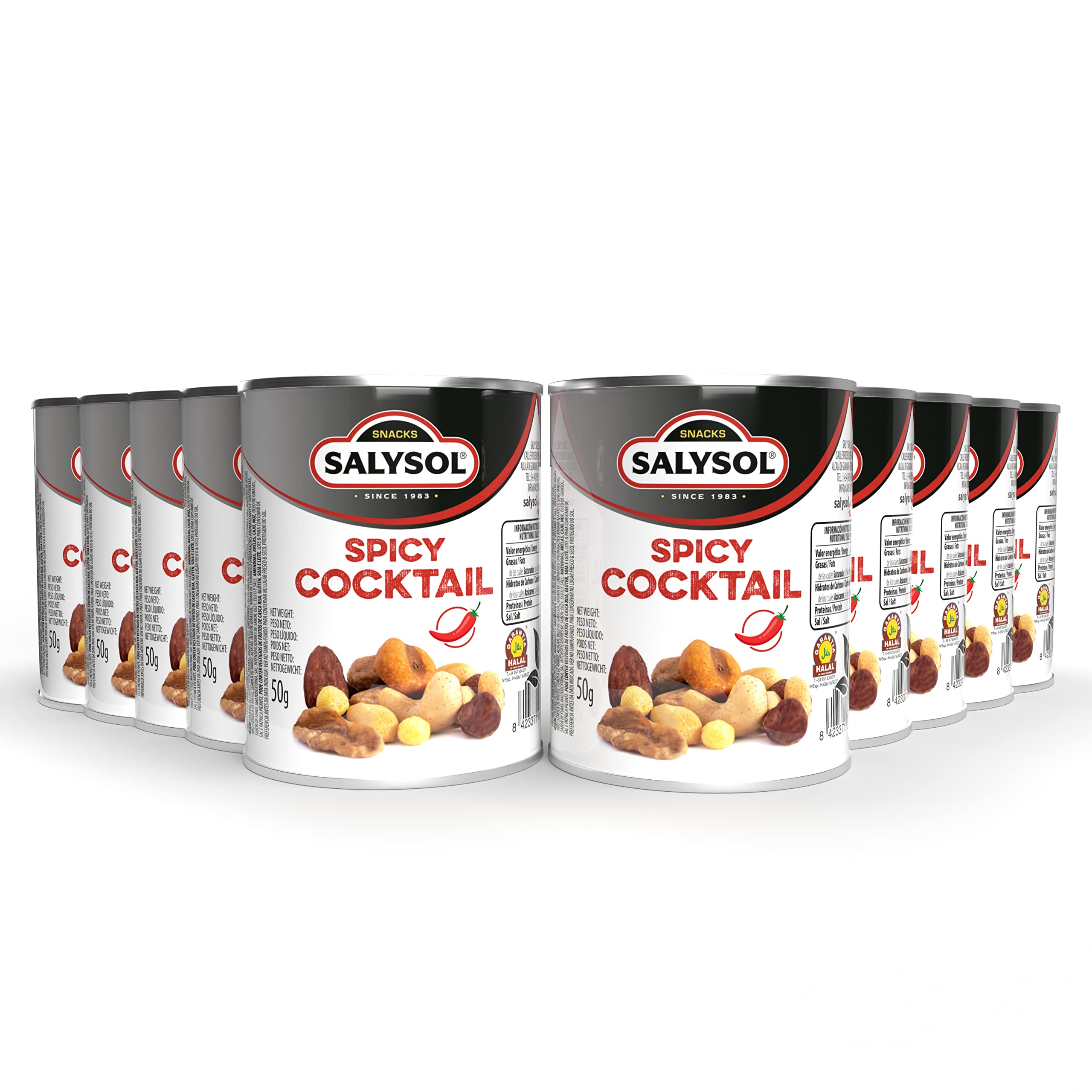 SALYSOL Frutos secos mezcla PICANTE 10x50g Envasados al vacío Mix frutos secos