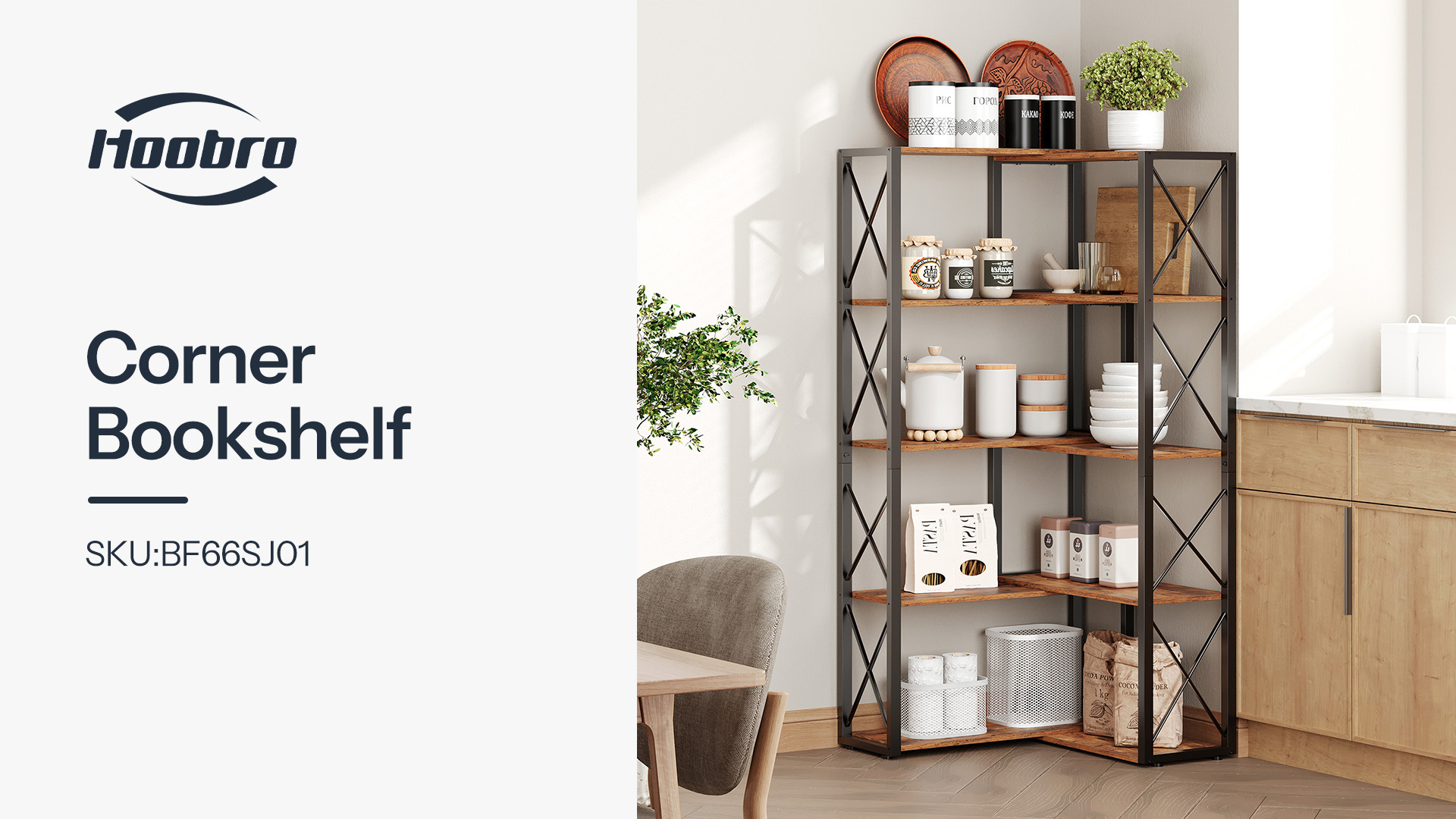 Amazon.com: HOOBRO Corner Bookshelf, 5-Tier Industrial Corner