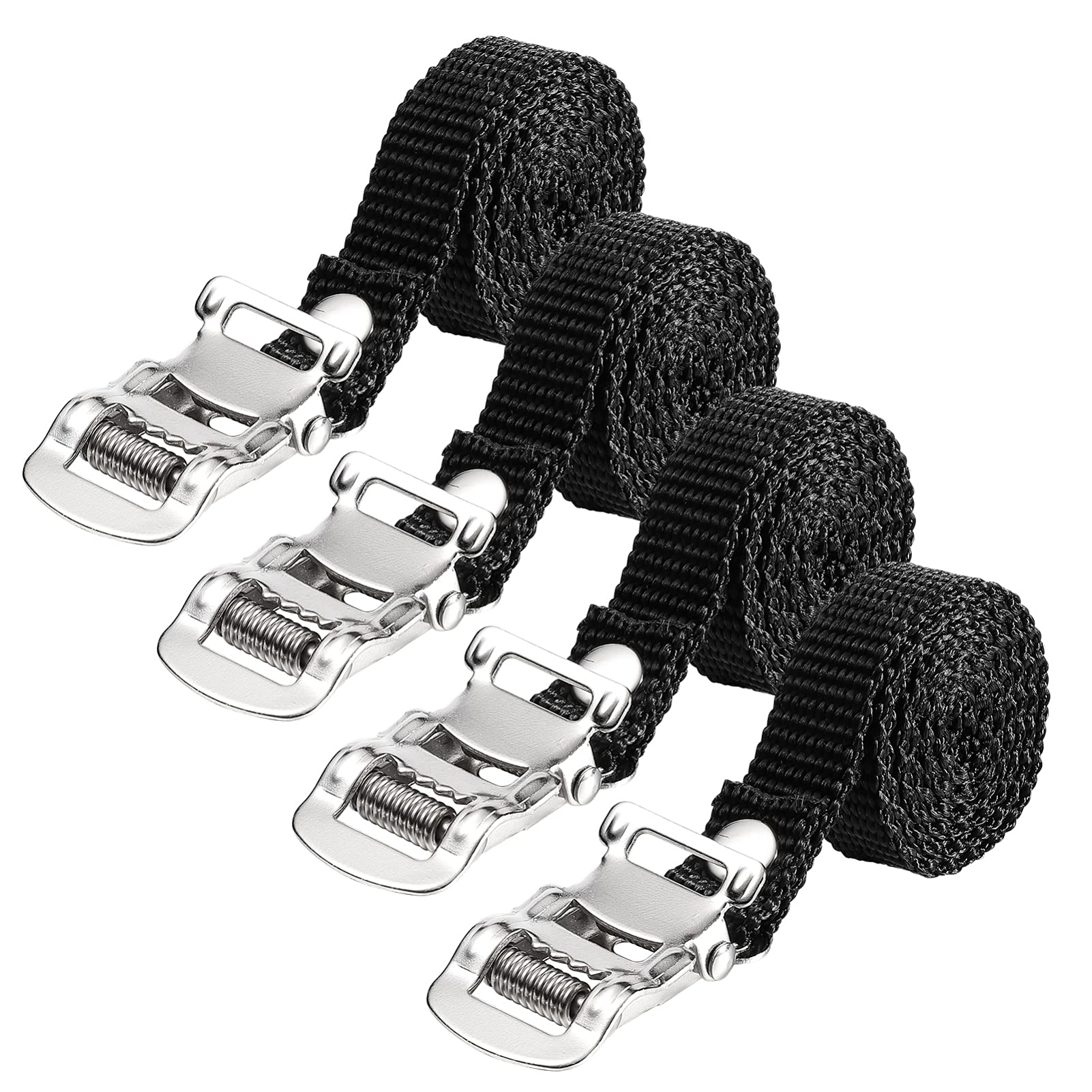 Correas de amarre con trinquete, paquete de 4, correas para portaequipajes, correas de amarre ajustables, cinturones de tensión con liberación rápida, correas para los dedos del pie del pedal de las