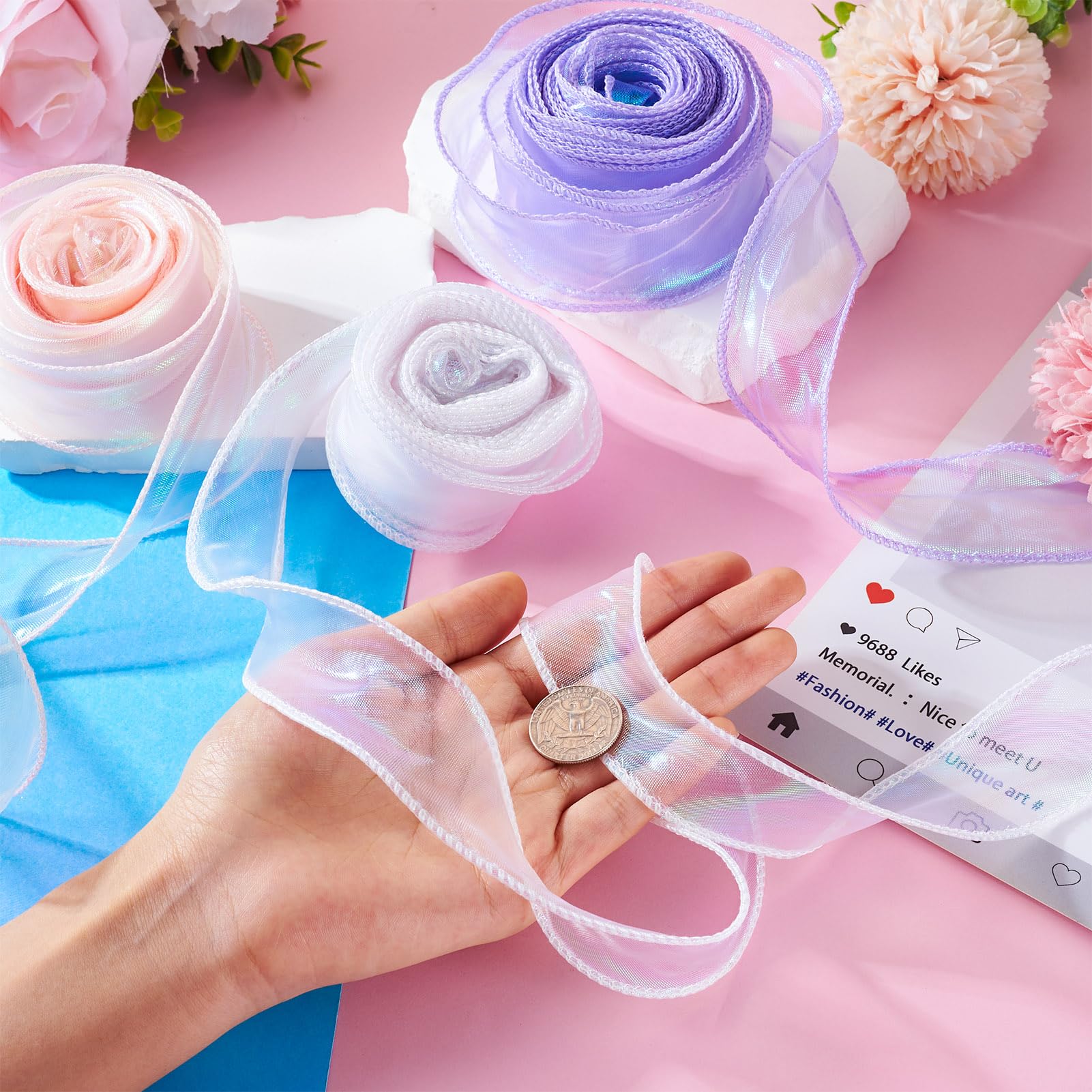 Amazon.com: Beadthoven 29.52 Yards Iridescent Ribbon 1.57