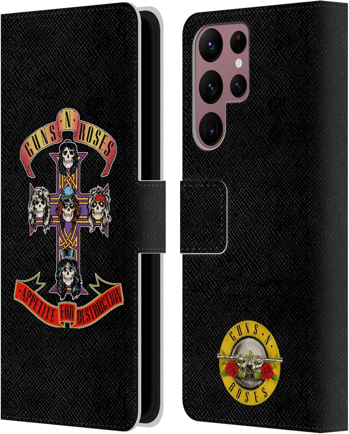 Head Case Designs Officially Licensed Guns N' Roses Appetite for Destruction Key Art Leather Wallet Case Compatible with Samsung Galaxy S22 Ultra 5G