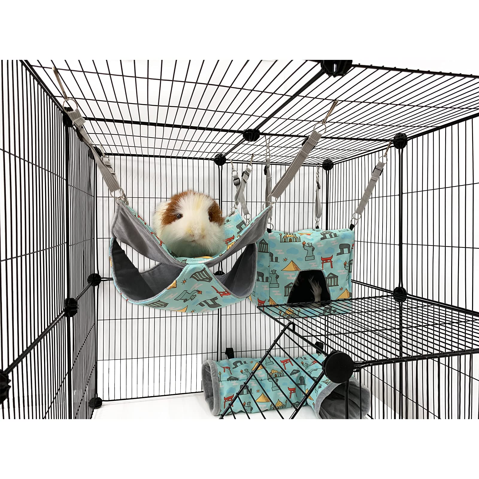 Meerschweinchen Hängematte & Tunnel – 3-in-1 Spielzeug – Baumwollstoff Für Nager Wie Hamster & Ratten