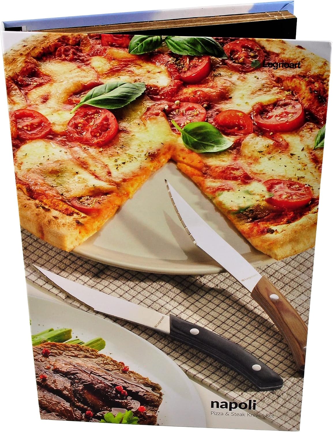 Legnoart Napoli 4-Piece Stainless Steel Pizza and Steak Knife Set with Light Wood Handle