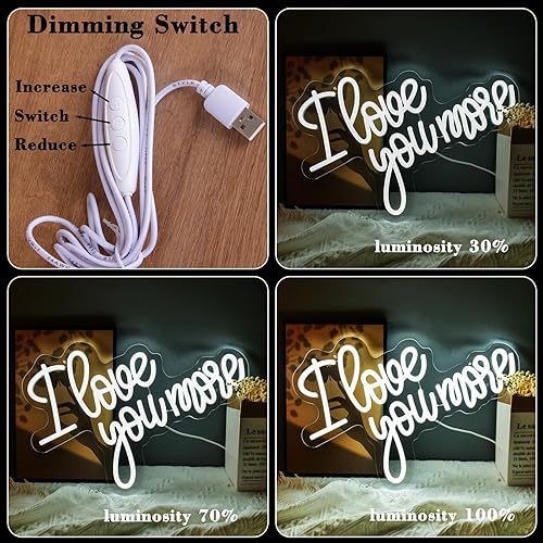 Miniatura 2 de Letreros de neón con texto en inglés "I Love You More" con palabras románticas, luz LED, dulce pareja, cumpleaños, día de San Valentín, para ella,