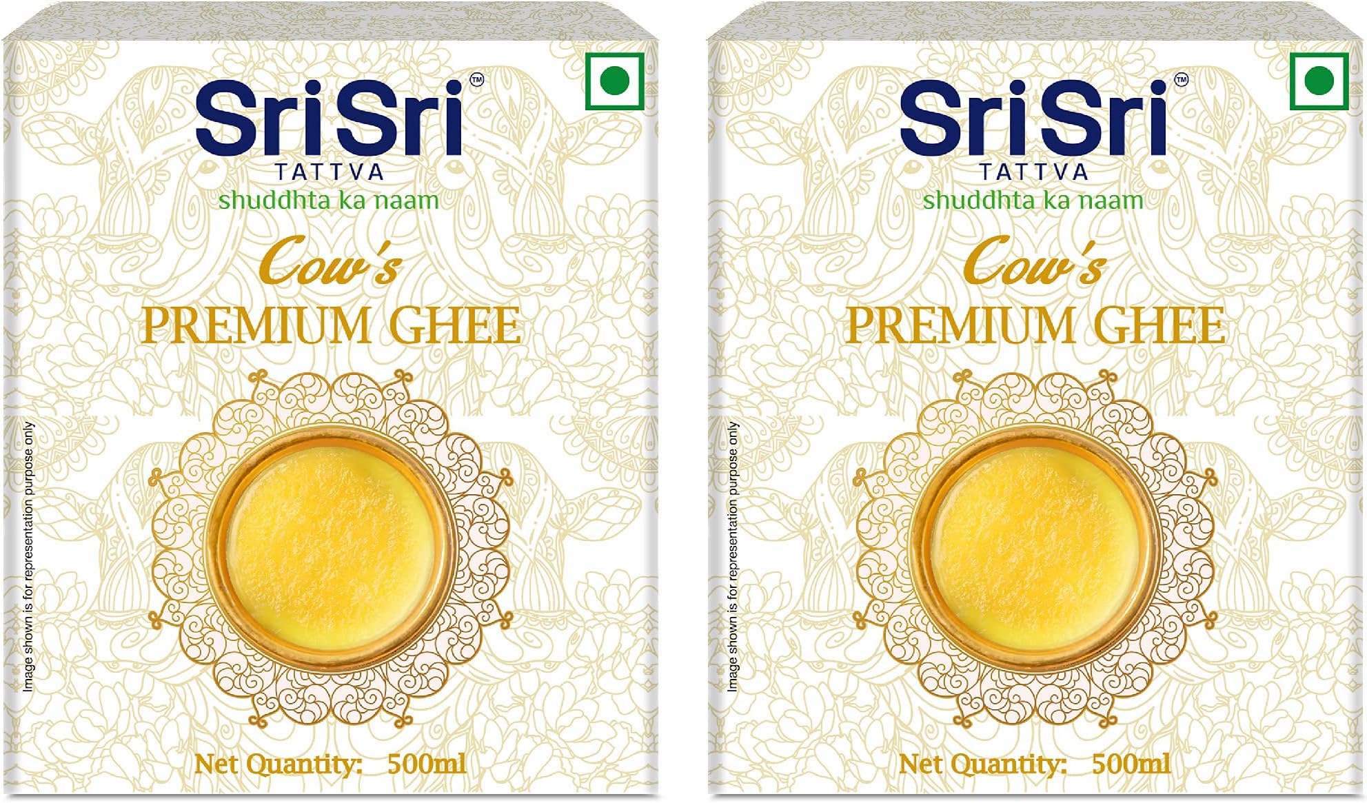 Sri Sri Tattva Cow Ghee - 500ml (Pack of 2) - Premium Cow Ghee for Better Digestion and Immunity