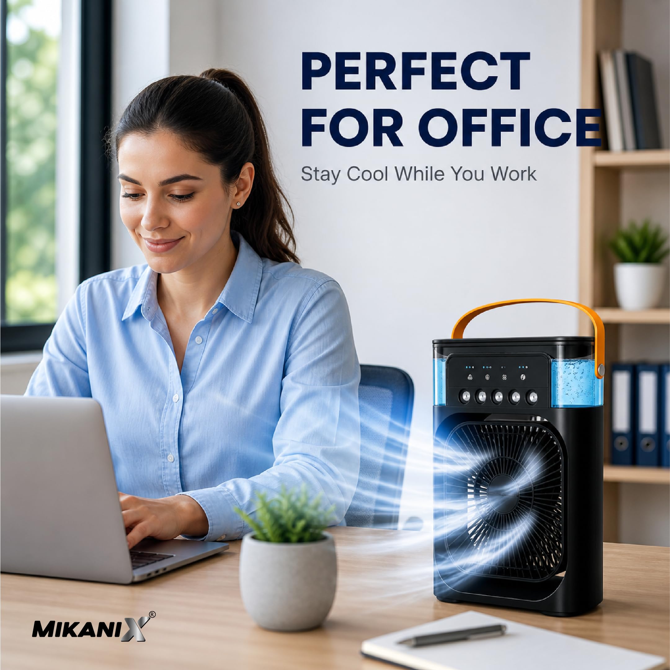 MIKANIX Arctic Air Cooler Portable AC Fan | Mini Desk Cooler with 3 Wind Speeds, 3 Spray Modes & 7 Color Night Light for Home and Travel (Black) 1
