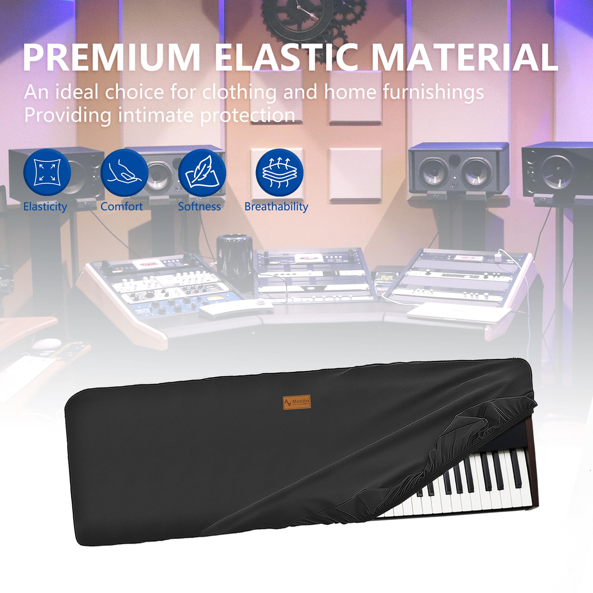 Musiin Staubschutz für Klaviertastatur mit 76 Tasten, kompatibel mit Korg Pa5X 76, Pa4X Oriental 76, Roland V-Stage 76 Premium Chinlon, kratz- und staubdicht, Soft-Touch-Design