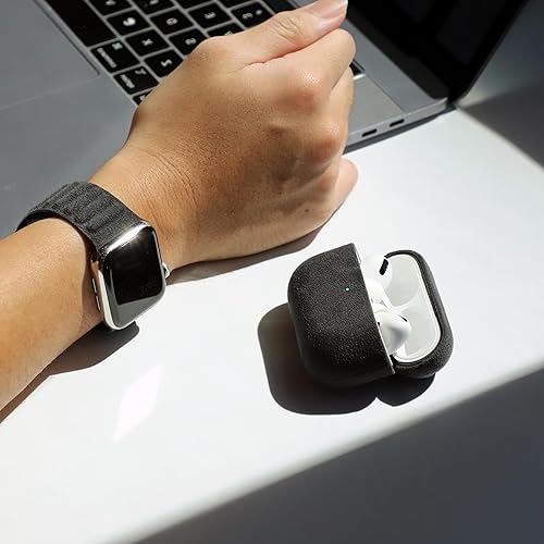 Miniatura 3 de Alcantara - Funda de gamuza para AirPods Pro 3, hecha a mano, funda de gamuza sintética, envoltura completa hecha a mano, protección completa y