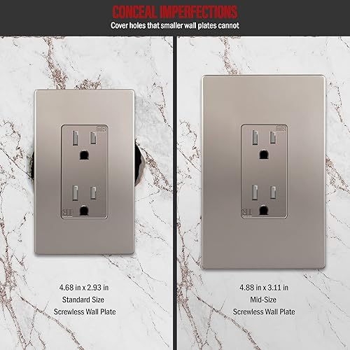 Miniatura 632 de ENERLITES SI8834-BK - Placa de pared decorativa sin tornillos, cubierta de enchufe segura, 4 entradas, 4.68 x 8.30 pulgadas (alto x largo), Negro