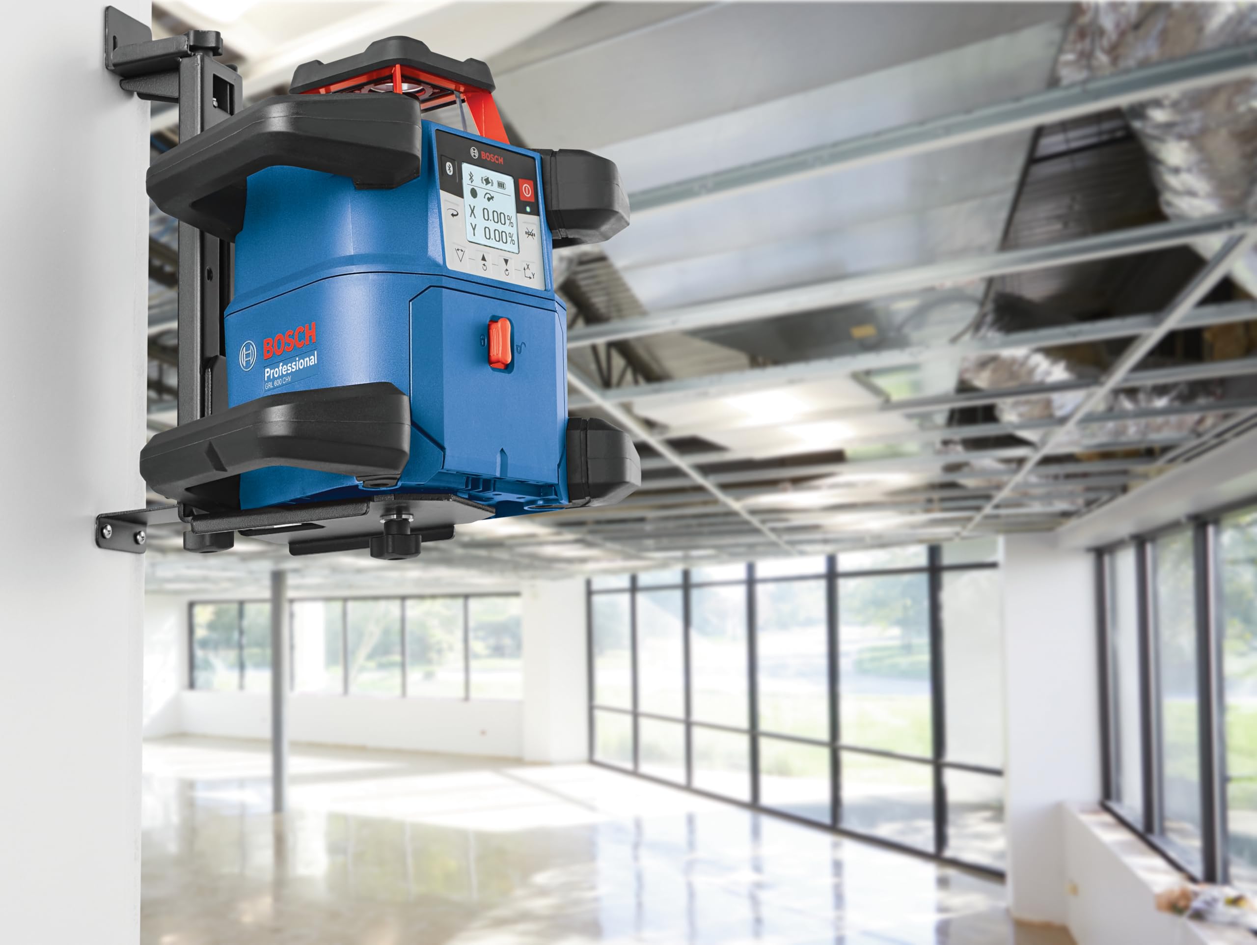 Bosch Professional 18V System Livella laser rotante GRL 600 CHV,1 batteria 18V, 4Ah + caricabatteria, Connect, portata 600 m,diametro, in valigetta