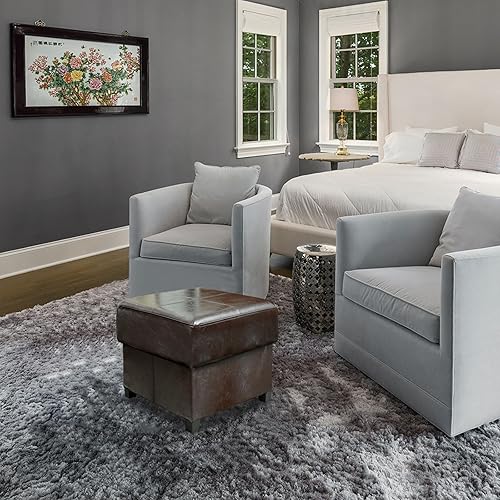 Miniatura 2 de Taburete otomano de almacenamiento plegable de piel sintética con patas, baúl de juguetes para sala de estar, dormitorio, 15.7 x 15.7 x 15.7