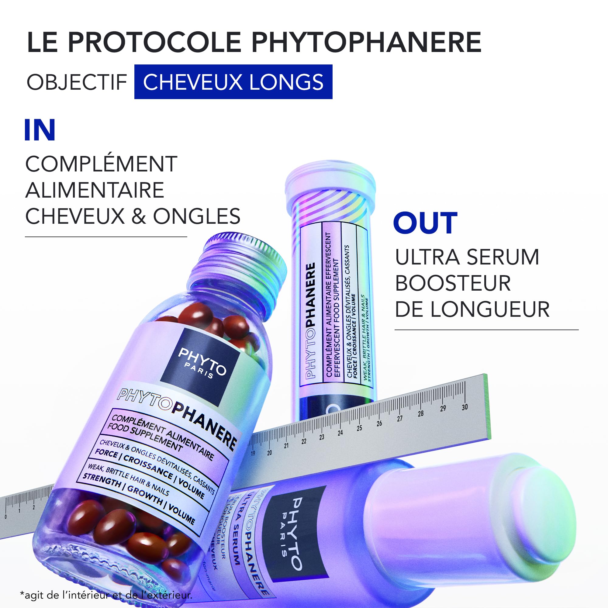 Phyto Paris - Phytophanere - Ultra Sérum Pousse Cheveux - 90% de Cheveux Plus Longs Plus Vite - Boosteur de Longueur - Cliniquement Prouvé - Extraits de Ginseng, Romarin, Vitamine B6Soin Sans Silicone