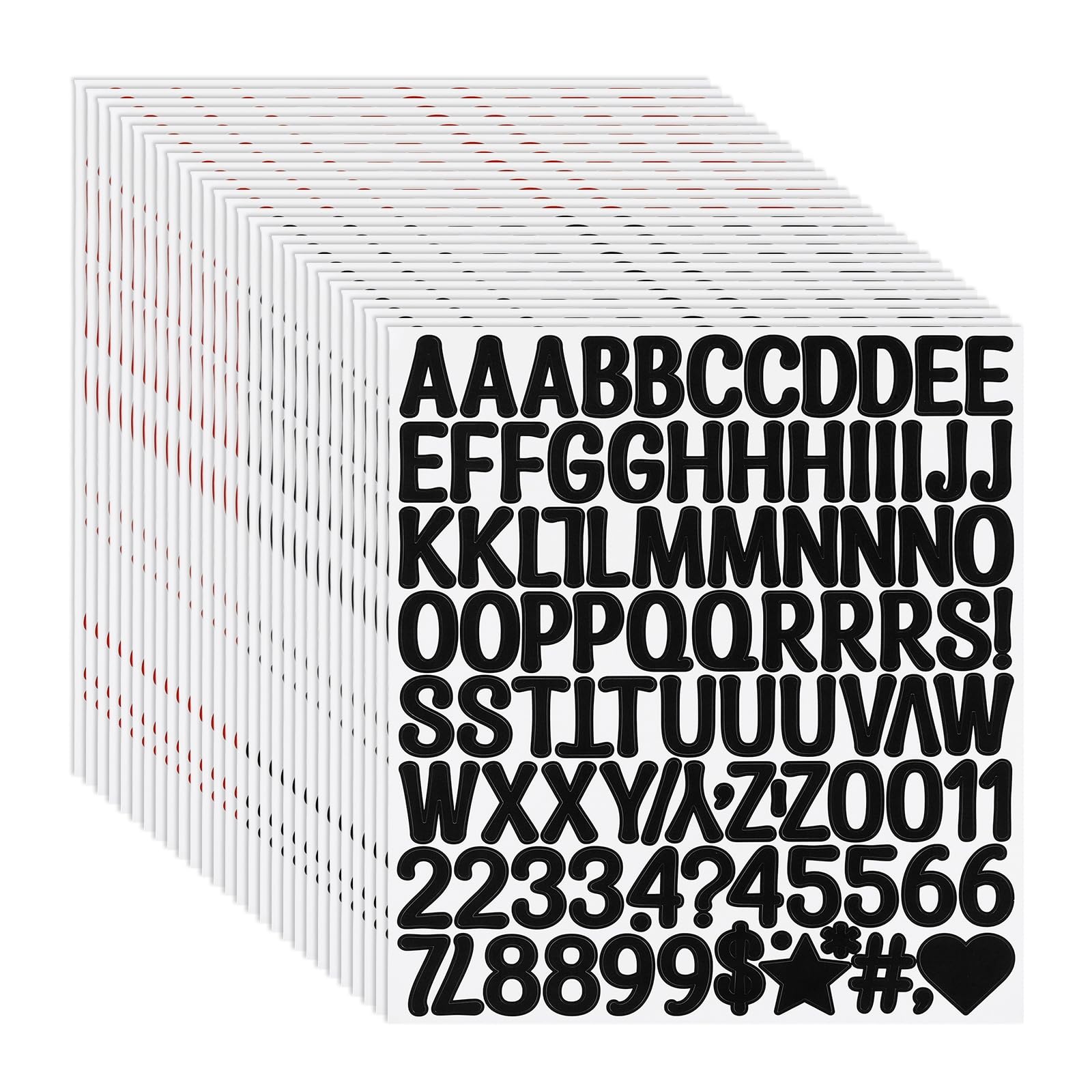 PATIKIL 1 Inch Letter Stickers, 30 Sheet Alphabet Number Stickers Self Adhesive Handwriting Vinyl Stick on Letters for Mailbox Number Scrapbooking Sign Bottles Craft, Black and Red