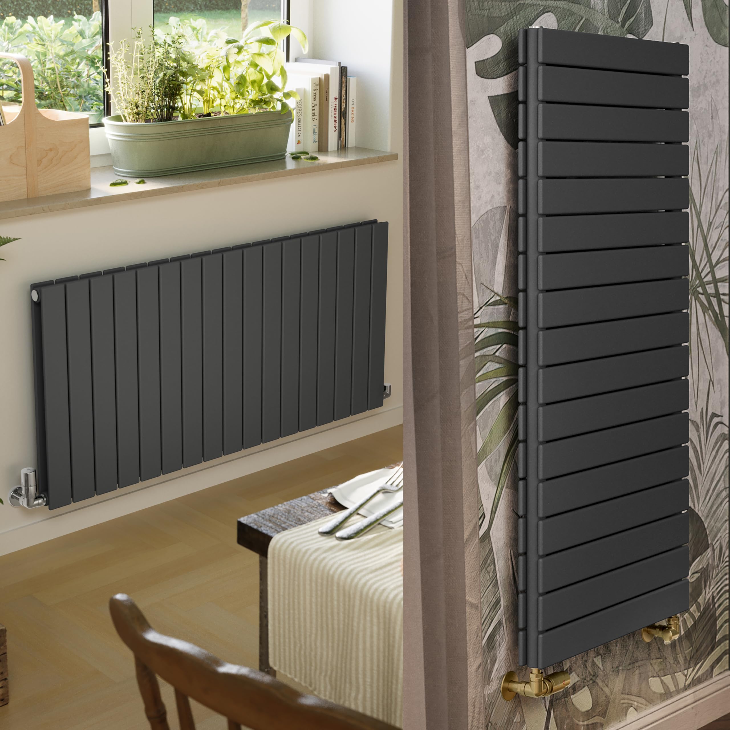 Terma Radiator (Cen./Heating), Steel, Metallic Grey, 600h x 1254w (mm) Double Panel [4488 BTUs t50]