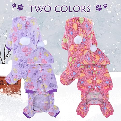 Miniatura 7 de Pijamas para perros pequeños, suéter cálido de invierno para cachorros, sudadera con capucha de franela para clima frío, ropa para mascotas, ropa