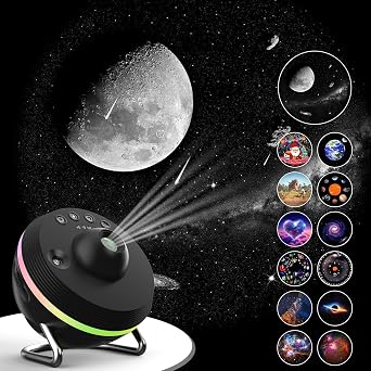 BrandBedroom Galaxy Projector, HD Image Large Projection Area, 13 Galaxy Disks with 4K Replaceable Meteor and Lighting Effects for Kids Adults Starry Night Light Ceiling Home