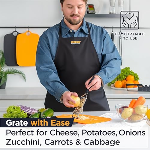 Miniatura 2 de Deiss PRO - Rallador grueso y rallador de queso de mano, cuchillas afiladas de acero inoxidable, mango antideslizante, rallador de queso pequeño