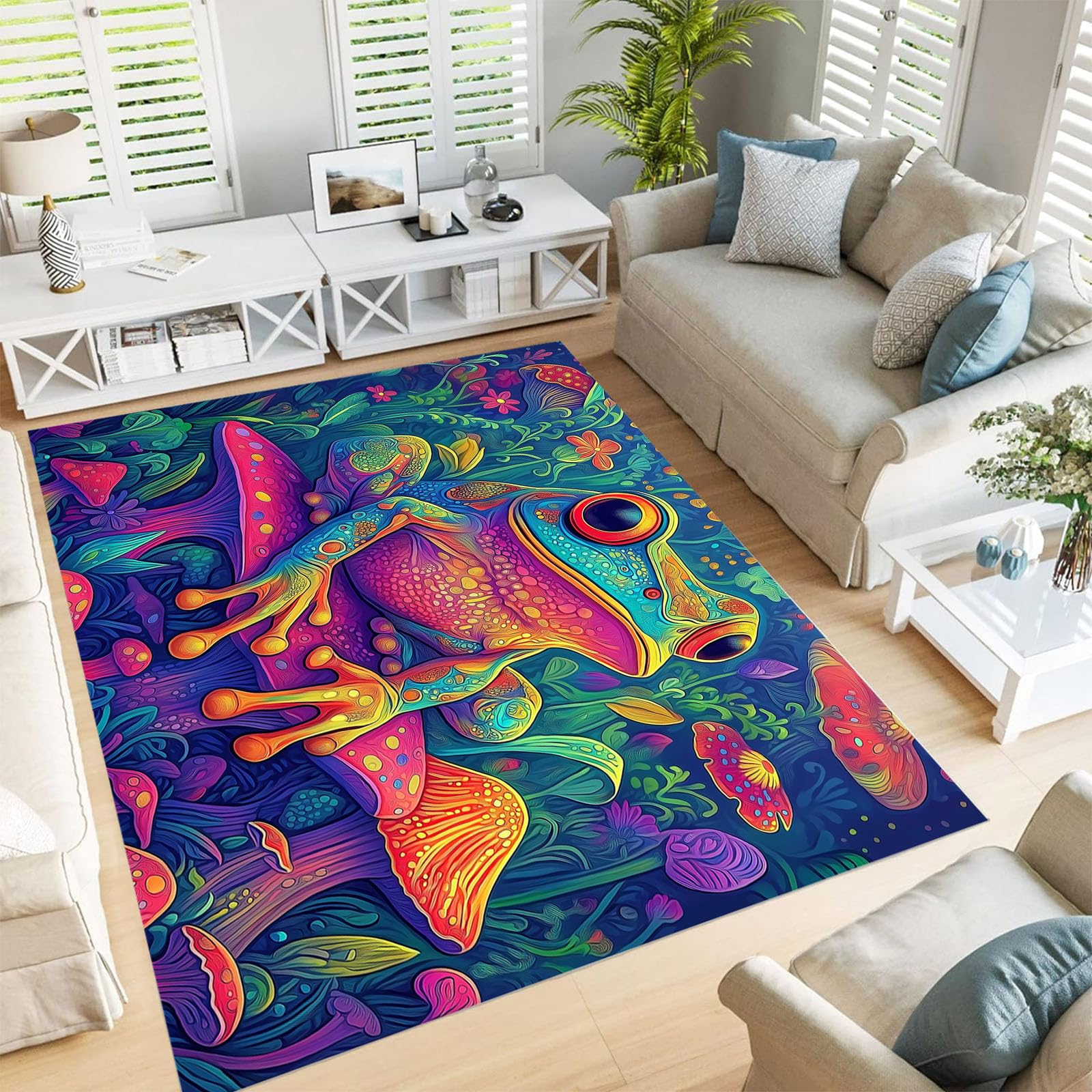 Tapis grenouille fantastique pour une ambiance forêt tropicale de salon