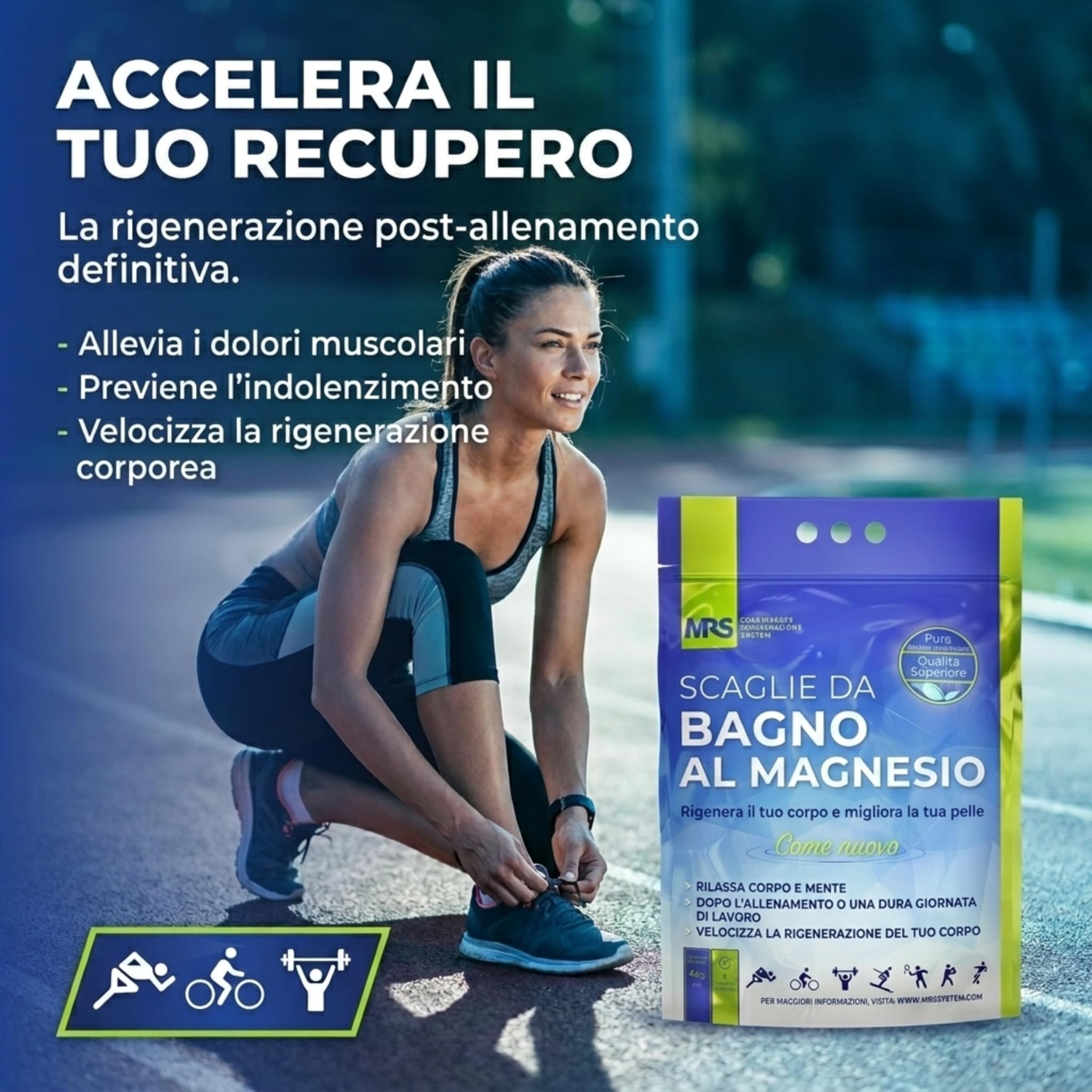 MRS Sali da Bagno Fini al Magnesio, Sale di Epsom, Sali da Bagno, Per trattamento Muscoli e Piedi, Rigenera il Corpo e la Mente, Sistema Rigenerante al Magnesio, 4kg - 8.8 lb