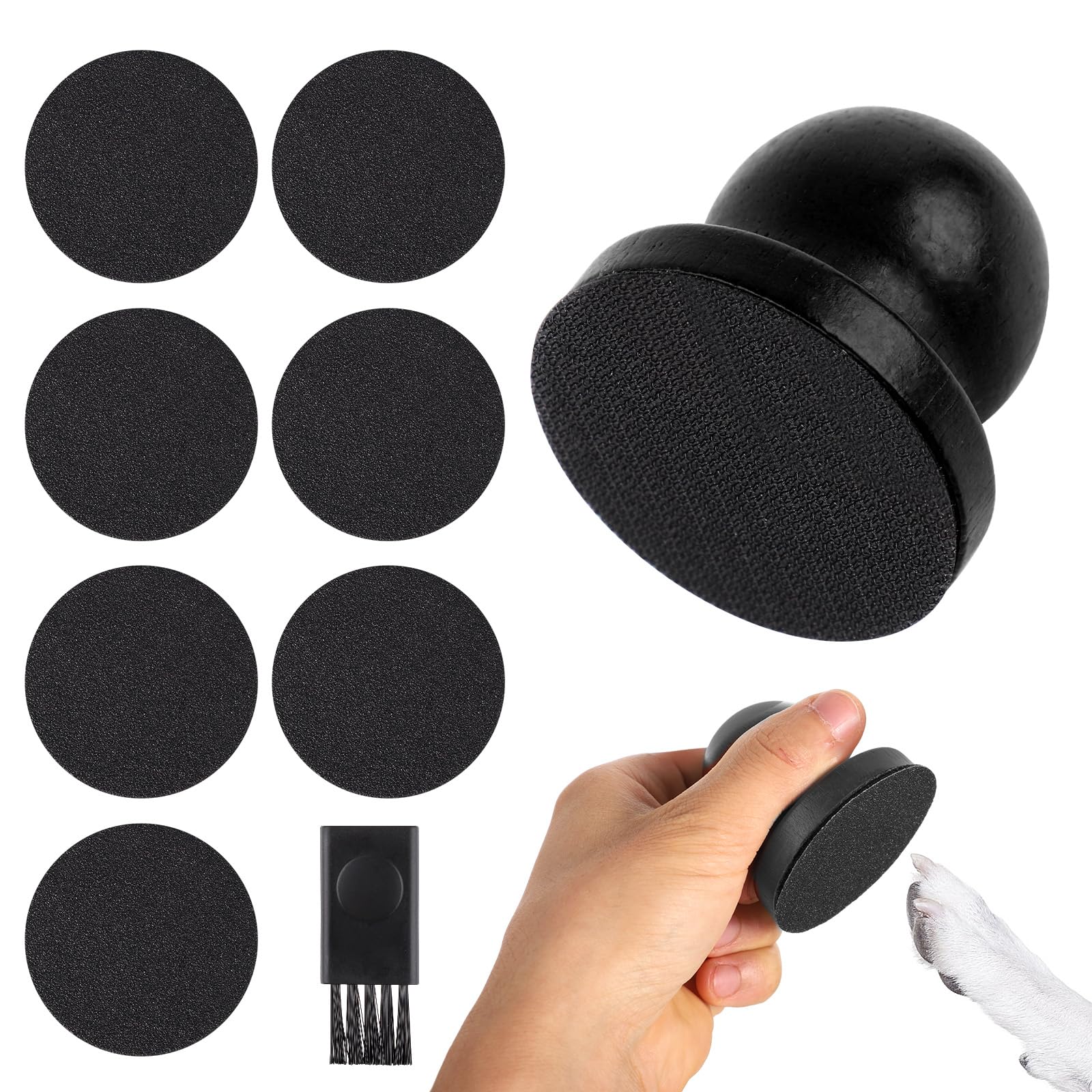 Dog Nail File, Wooden Dog Nail Scraper Dog Scratch Pad with 7pcs Replaceable Sandpaper & Cleaning Brush Stress Free Dog Nails Clipper Grinder Board Trimmer for Pets Dogs Cats(Black)