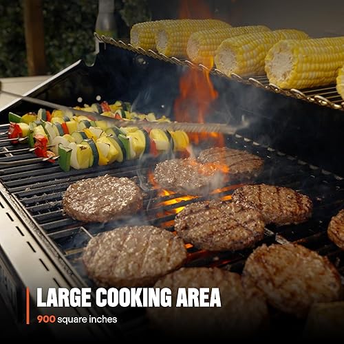 Miniatura 6 de Monument Grills Parrilla de barbacoa inteligente de gas natural convertible de 6 quemadores de acero inoxidable Denali D605 con cubierta para