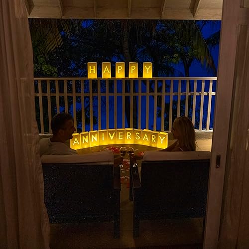 Miniatura 9 de Letras iluminadas con luces LED y rosas "I Love You". Bolsas de papel luminarias para propuestas de boda, decoraciones de aniversario y