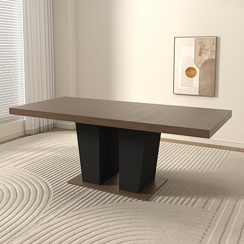 Miniatura 12 de Mesa de comedor redonda extensible de 43.31 a 59.06 pulgadas para 4 a 6, moderna mesa expandible de cocina de madera de granja, mesas de