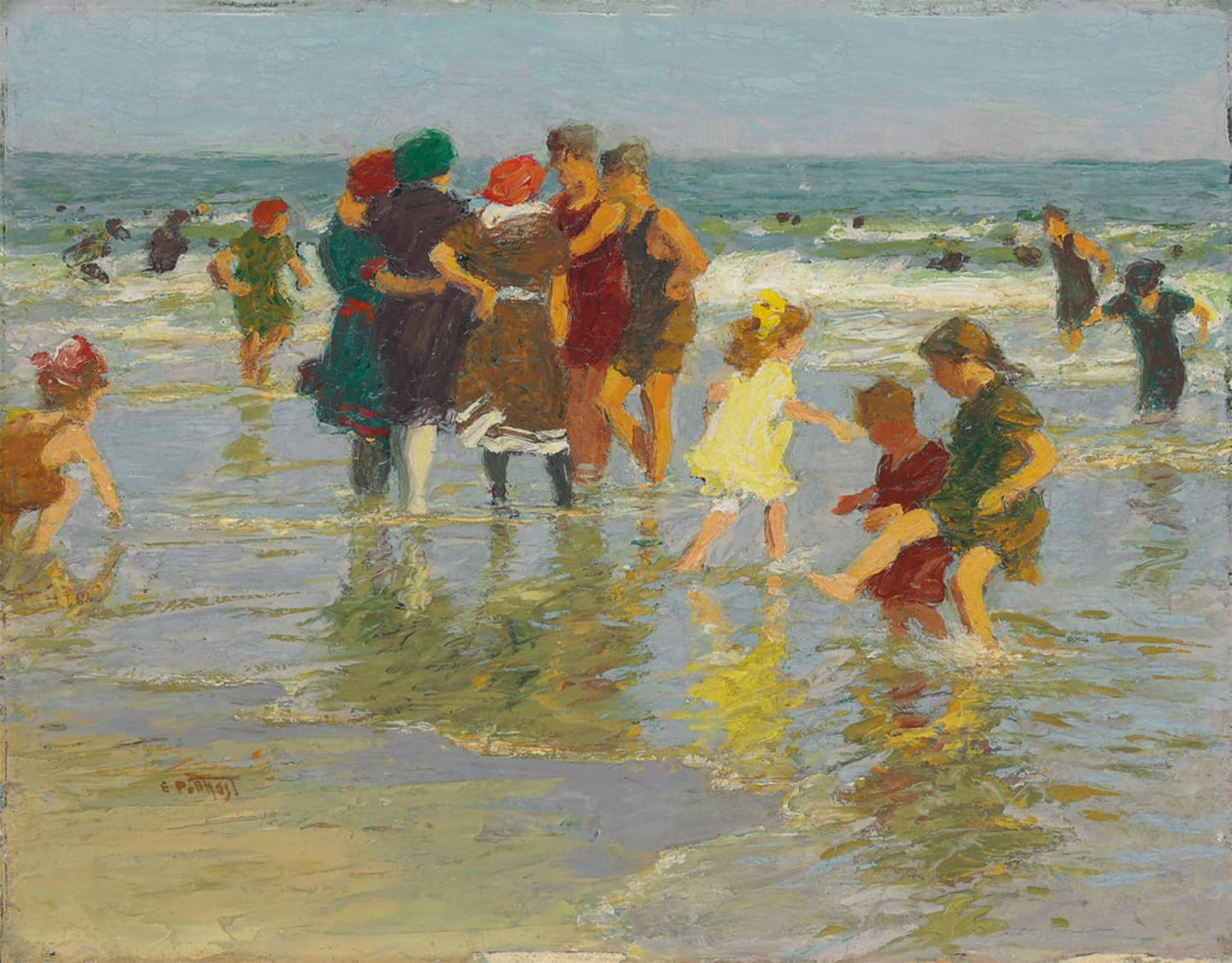 POSTERIIk Vintage Classic Picture Landscape Artwork Beach Scene by Edward Henry Potthast Portrait Canvas Painting for Office Home Decor 60x90cm
