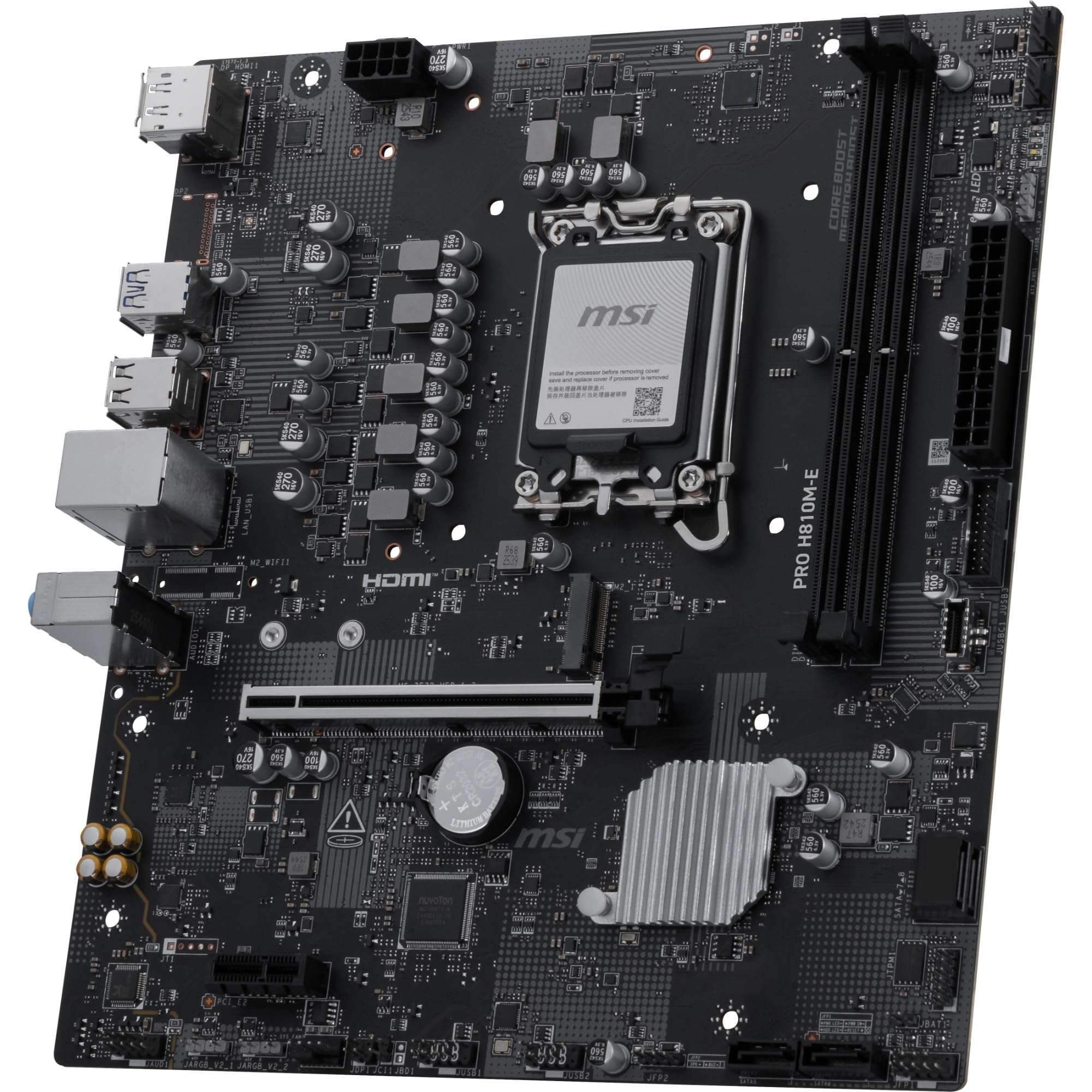 MSI Scheda madre PRO H810M-E, mATX, supporta processori Intel Core Ultra (serie 2), LGA 1851 - DDR5 Memory Boost (6400 MT/s MAX), PCIe 5.0 x16, M.2 Gen4, 2.5G LAN