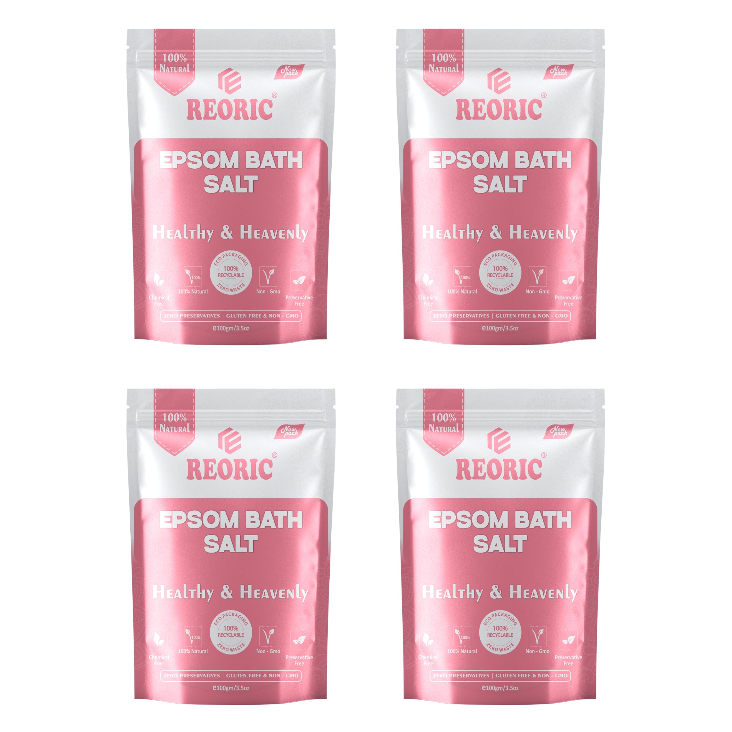 Pure Epsom Salt 400g (100g x Pack of 4) - Magnesium Sulfate Crystals for Relaxing Bath Soak, Foot Spa Care, DIY Skincare & Home Gardening-image-43