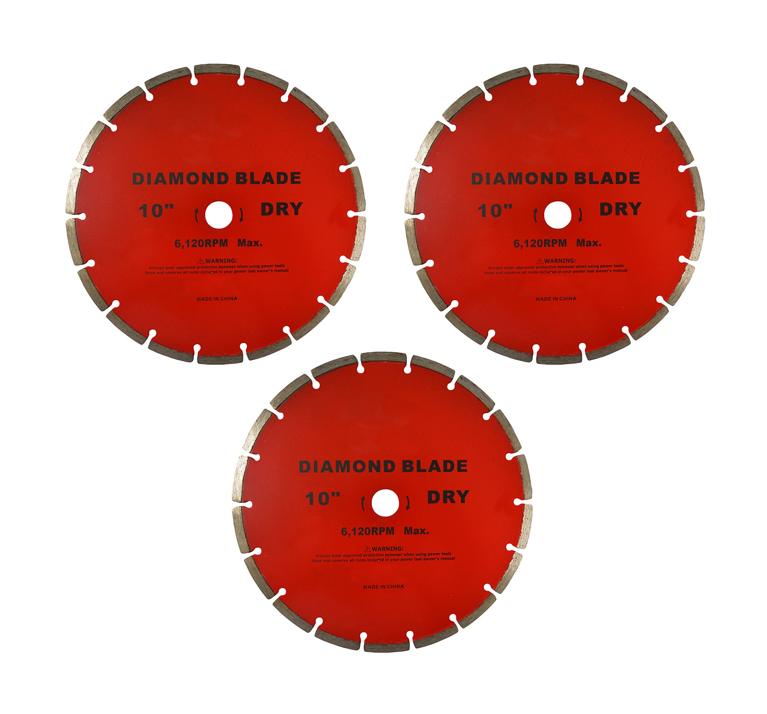 10" Diamond Dry Saw Blade for Wet or Dry Masonry Cuts (Set of 3)