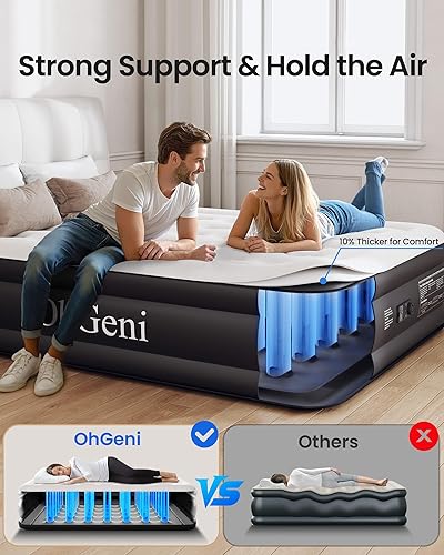 Miniatura 4 de OhGeni Air Mattress with Built-in Pump Queen- 18" Height Inflatable Mattress for Camping, Home & Portable Travel - Navy Durable Blow Up Mattress