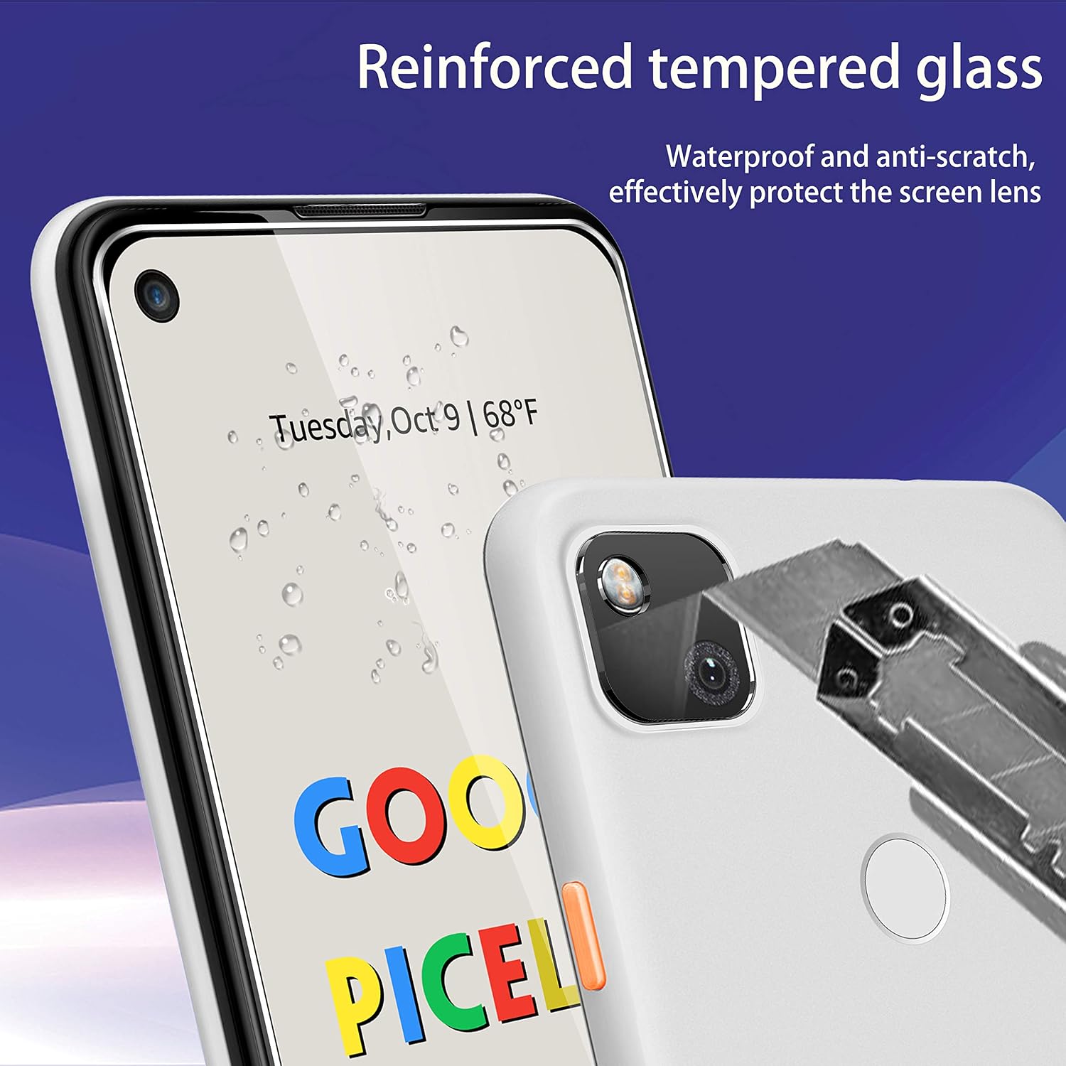 UniqueMe [4 Pack] for Google Pixel 4a 5.8-inch screen protector tempered glass and Camera Lens protector, [Alignment Easy Installation Frame] No-Bubble HD Clear [Not for Google Pixel 4a 5G]