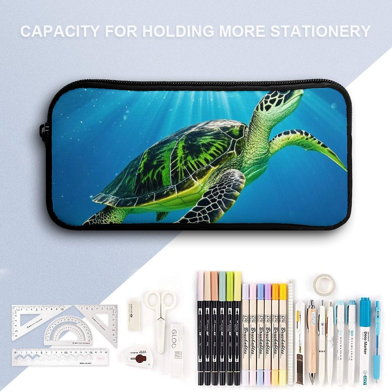 Set di 3 zaini con tartaruga che nuota nel mare, zaino resistente, borsa termica per il pranzo, astuccio portatile per uomini e donne