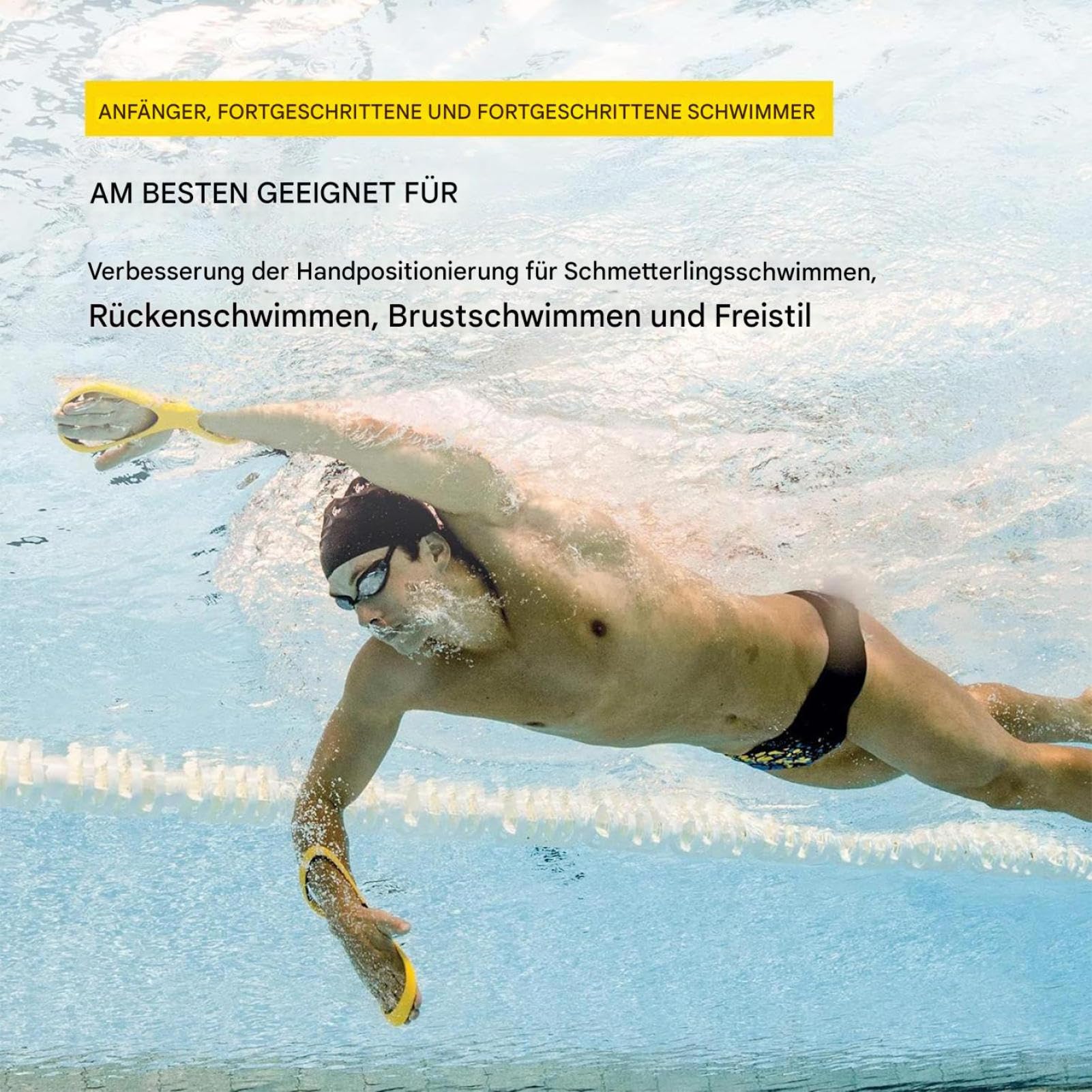 Swim Fins - Forearm Fulcrum | Training Aid - Correcteur De Nage Freestyle | Equipo De Natación Correctivo | Correttore Bracciata Nuoto | 8 Word Gear | 2026 Pro | Backstroke | Fitness | Bleu