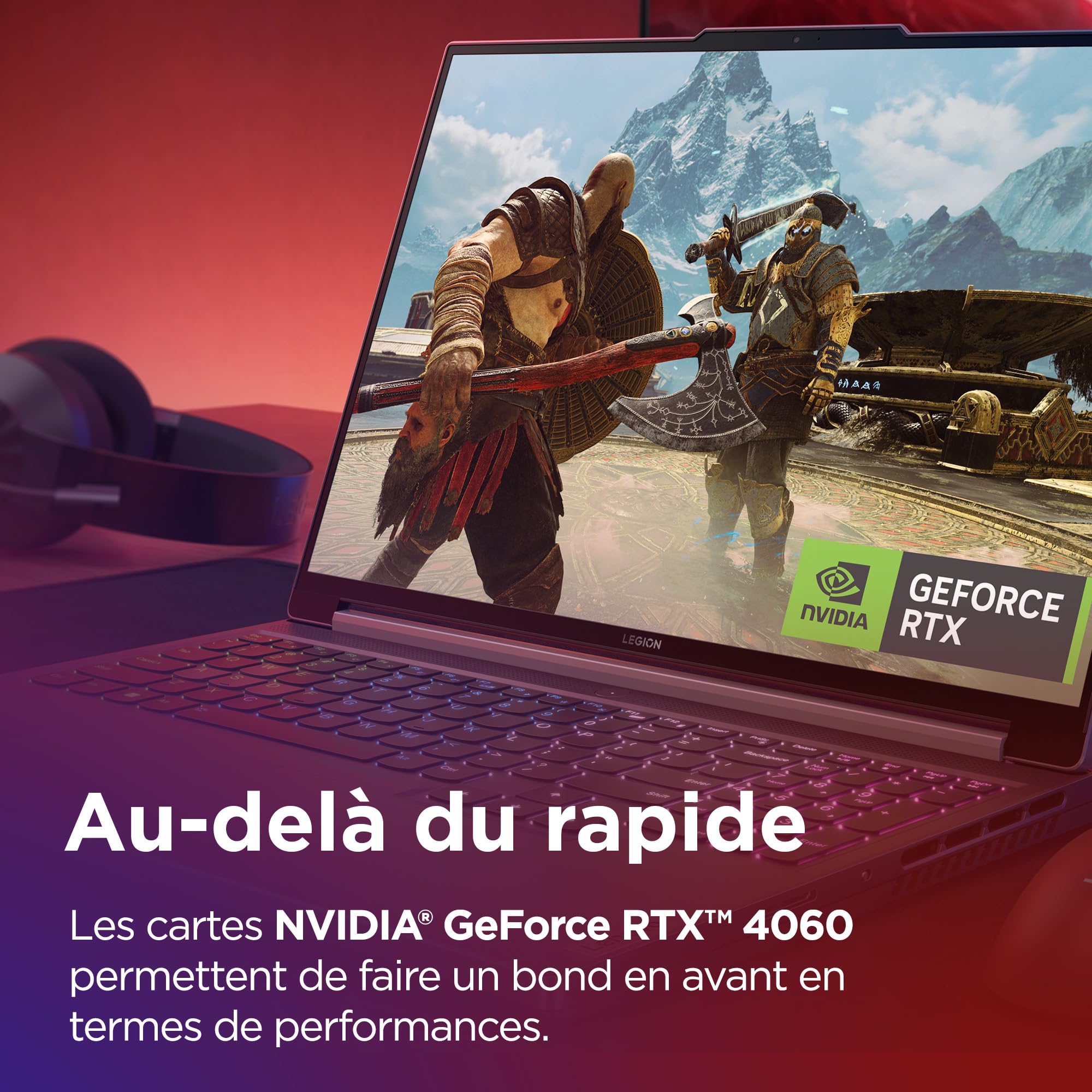 Lenovo Legion Slim 5 16ARP9 - Ordinateur Portable Gaming 16'' WQXGA 165Hz (AMD Ryzen 7 7435HS, RAM 16Go, SSD 512Go, NVIDIA RTX 4060 8Go, Windows 11 Home) Clavier rétroéclairé AZERTY - Gris