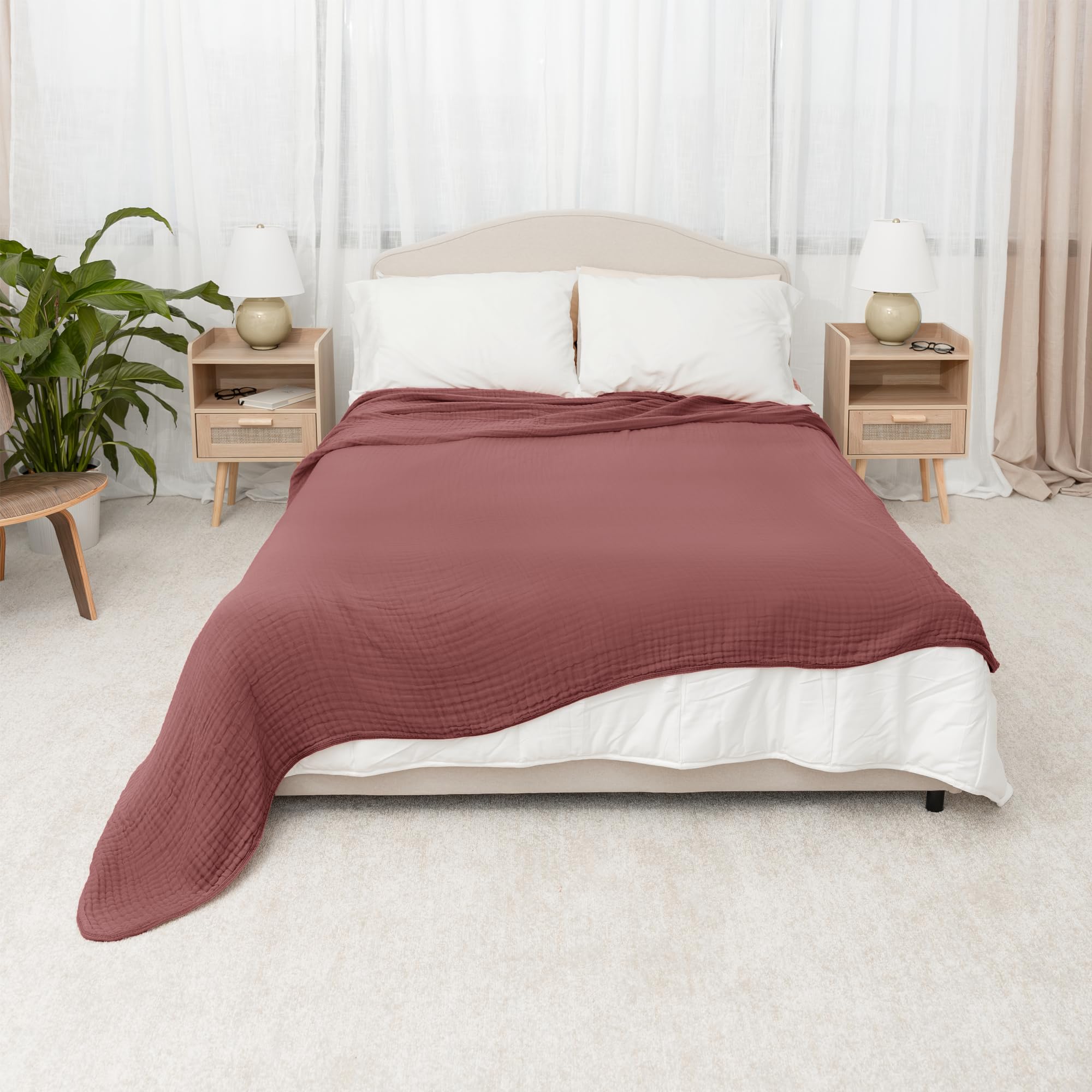 Comfy Cubs Adult Muslin Blanket King, 274 x 229 cm, Soft, Six-Layered, Lightweight, Breathable Cotton Blanket for All Seasons - Image 4