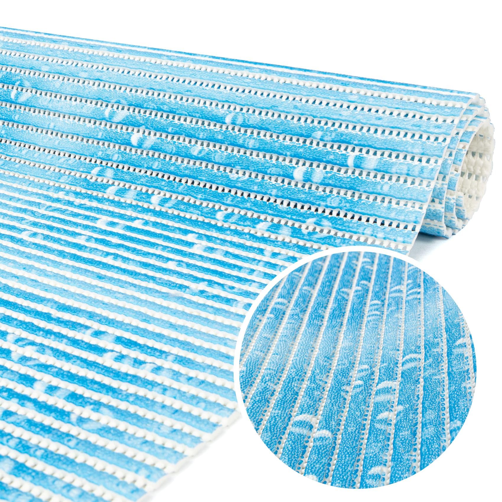 ANRO Alfombra de baño de espuma suave, antideslizante, color azul, 1000 x 65 cm (10 m)