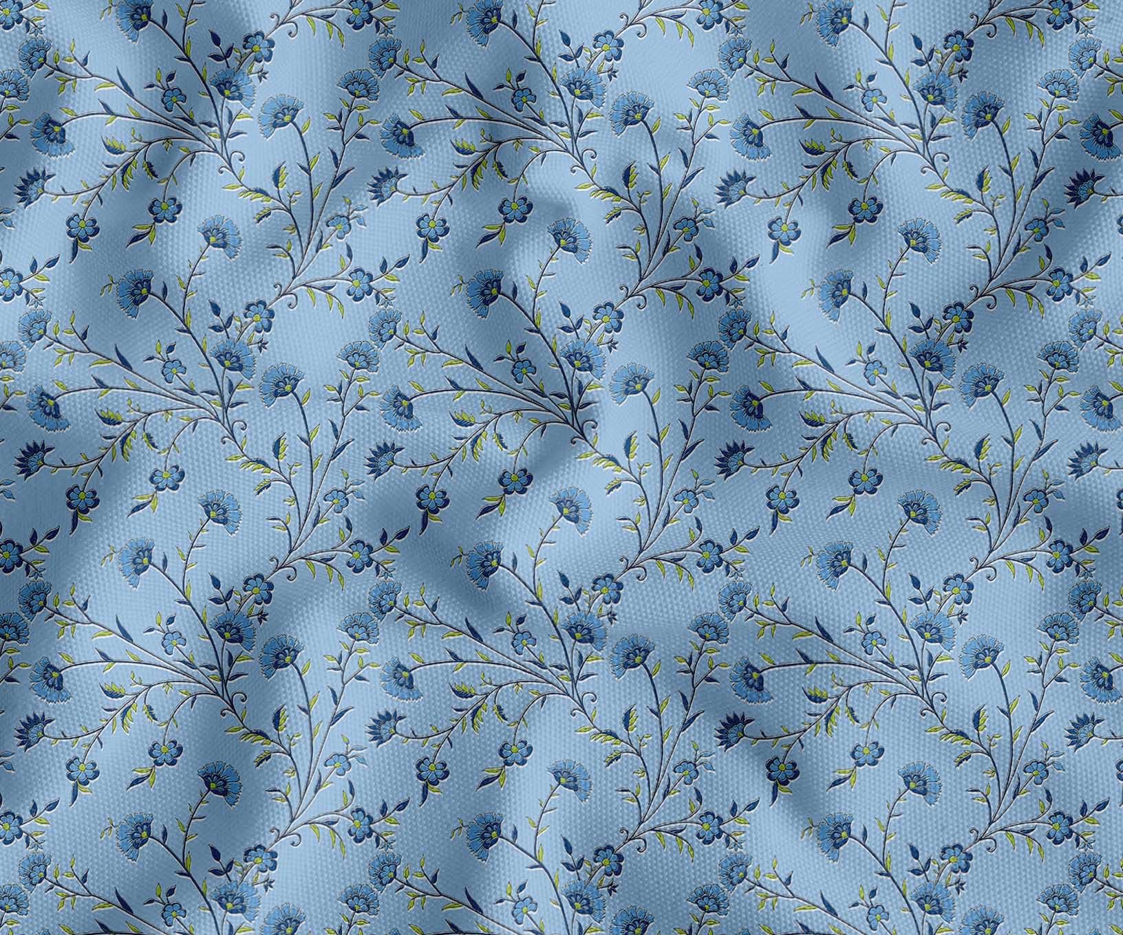 Soimoi Upholstery Fabric for Sofa, Chairs & Outdoor Décor, Water-Resistant Home Décor Fabric by 3 Metre, 56" Wide, Leaves Print, Blue