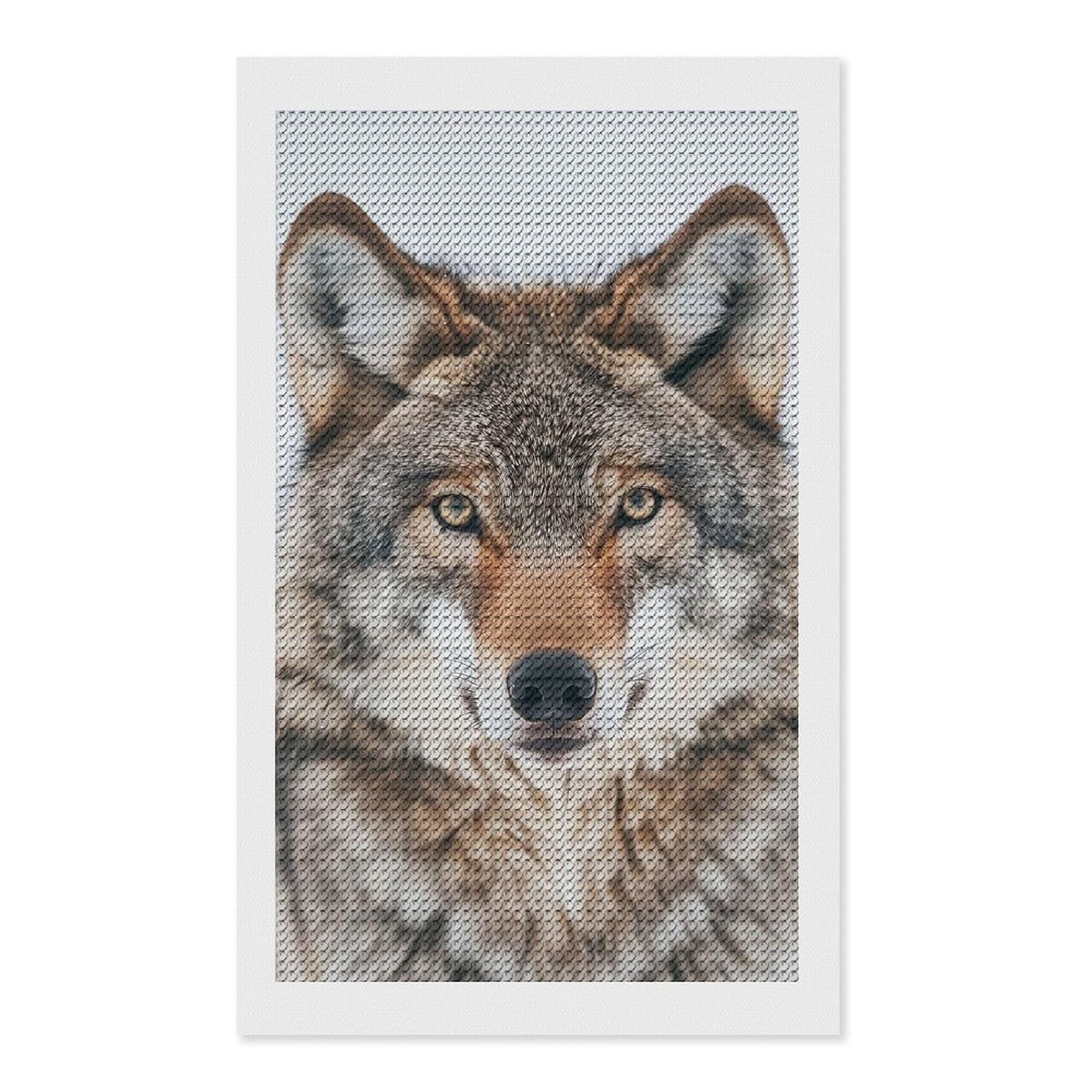 Junmoney Wolf Face 5D Diamond Painting Kit 12"x20", Relaxing DIY, Mindful Craft Project, Full Kit Included, Thoughtful Present