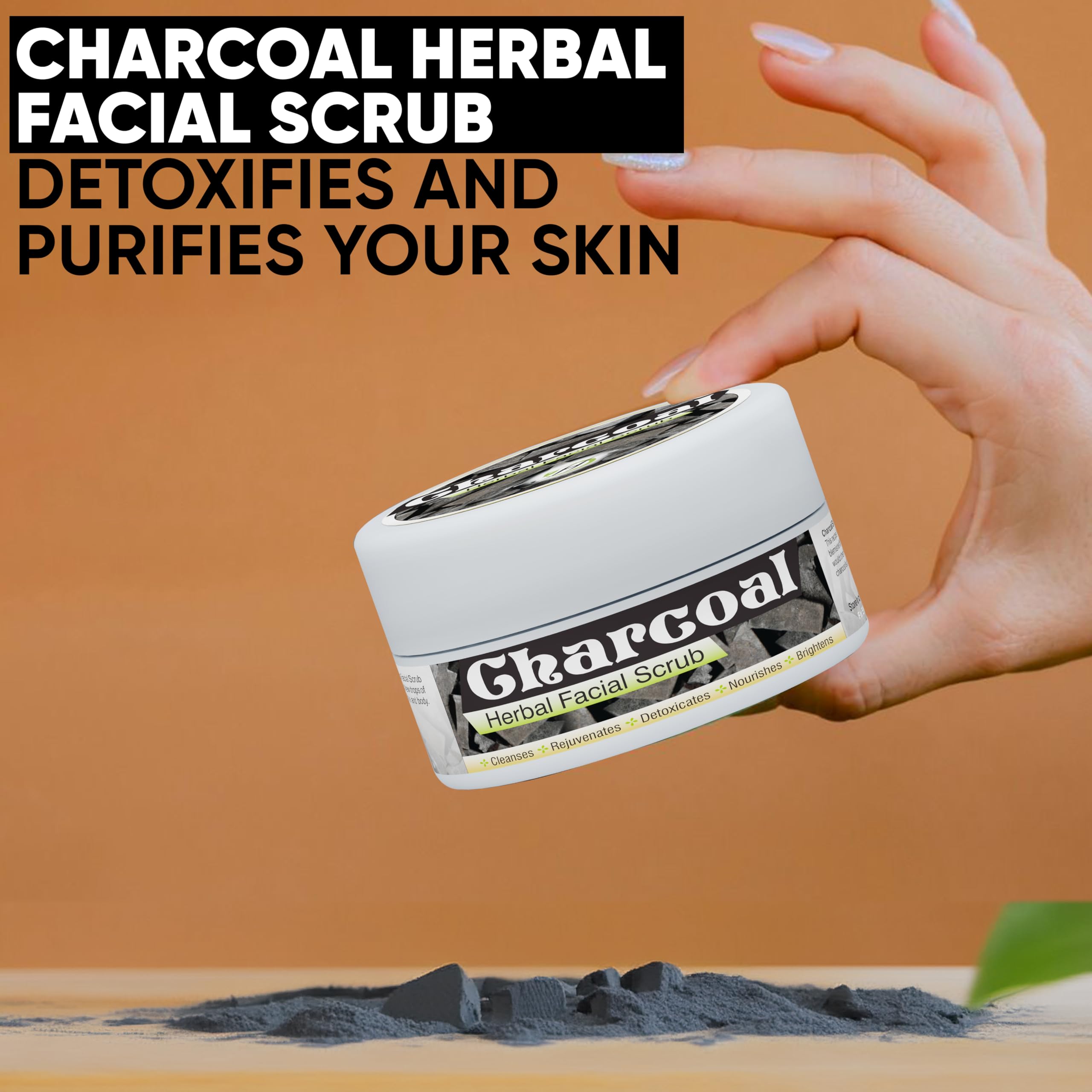 Herboganic Exfoliante facial a base de hierbas y carbón | Exfoliante corporal natural | Exfoliante facial con carbón activado para mujeres y hombres | Exfoliante | Exfoliante | Exfoliante, 1 unidad