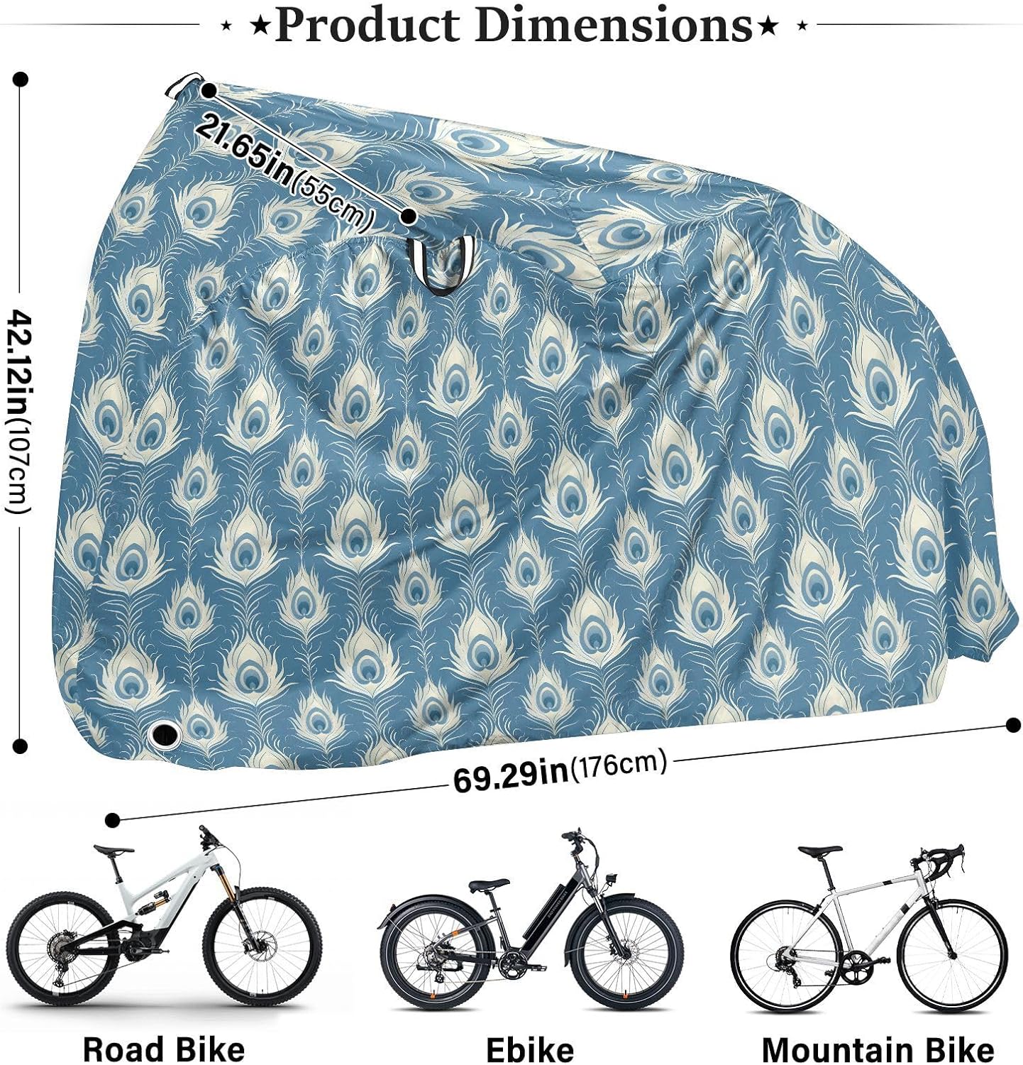 Retro Peacock Turquoise Design Covers for Bike Waterproof Outdoor Electric Bike Cover Bikes Storage cover para bicicletas electricas