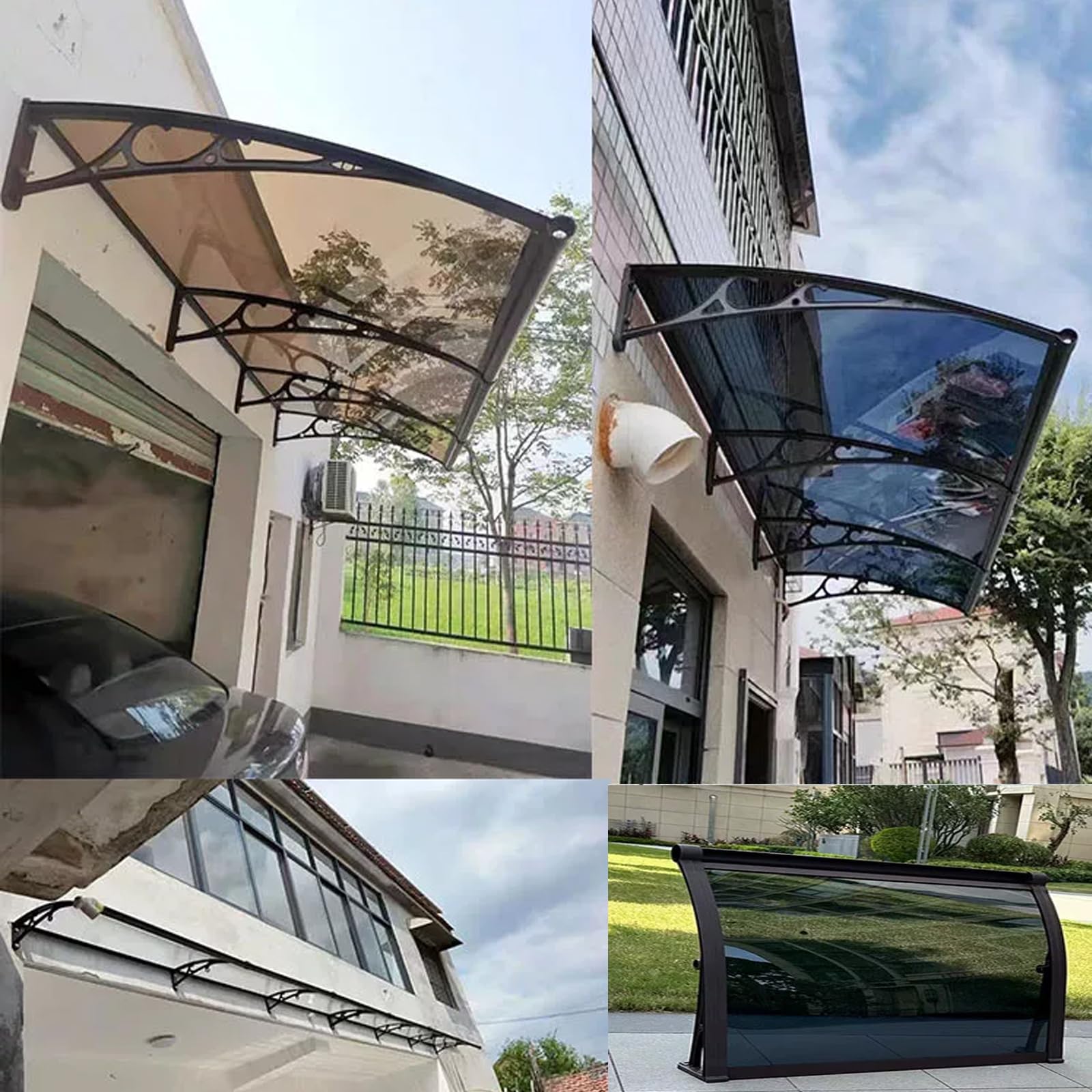 Pensilina Copriporta in Policarbonato,Lunghezza 40–600 Cm,Tenda da Veranda (150x70cm)