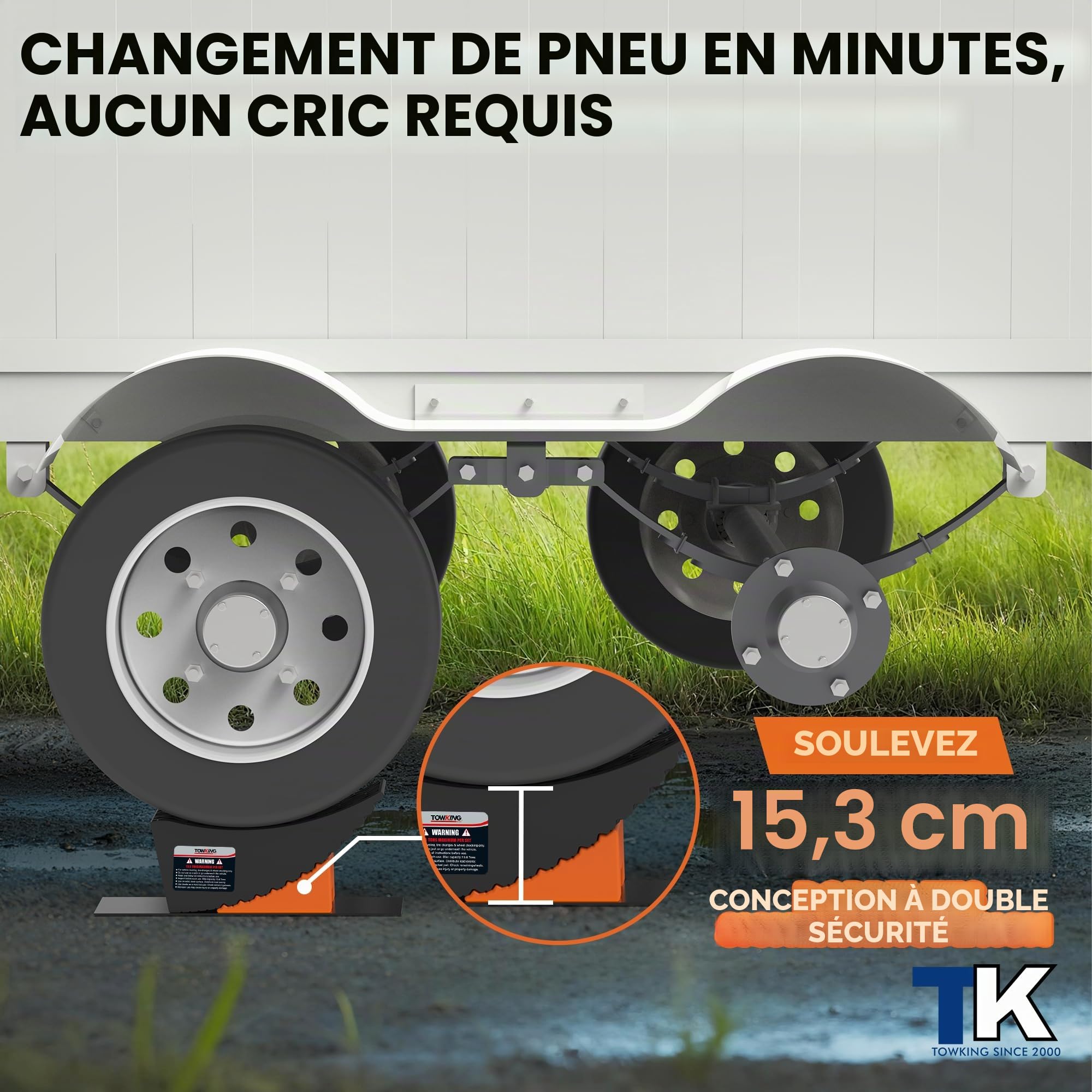 Cales cavalières 1 set/2 pièces, cales cavalières éprouvées pour camping-car, caravane & remorque, capacité de charge jusqu’à 13,6 tonnes, nivellement sans marche et facile pour les enfants