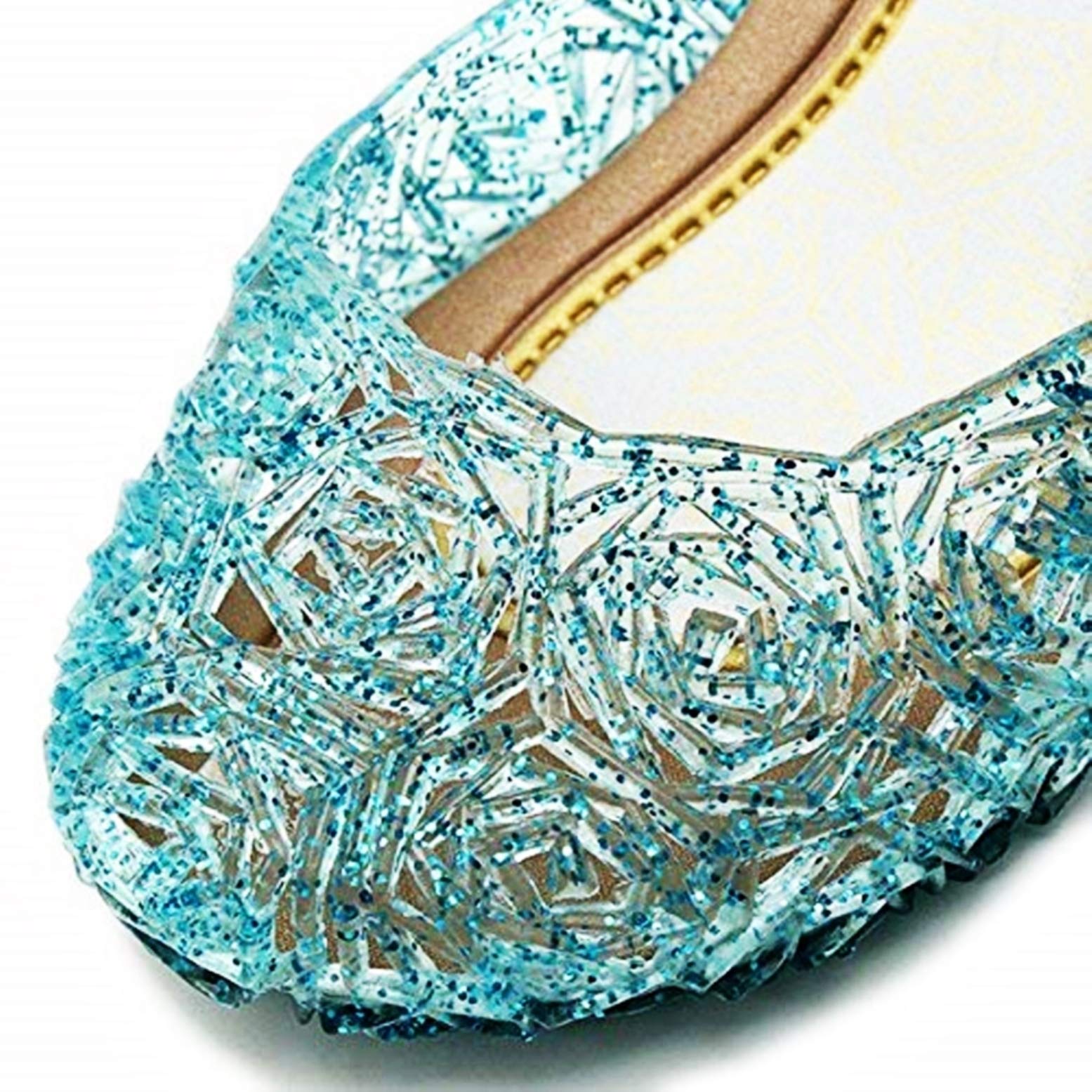 Lovelegis Chaussures Princesse Frozen – Elsa & Anna – Talon Compensé Bleu Pailleté – Semelle 19,5 Cm – Idéal Pour Carnaval Et Halloween