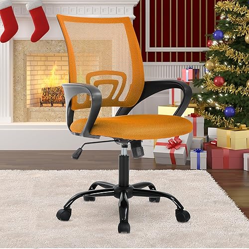 Miniatura 7 de Silla de oficina en casa, silla de computadora, silla de malla, respaldo medio, silla de escritorio ergonómica con reposabrazos de soporte lumbar,