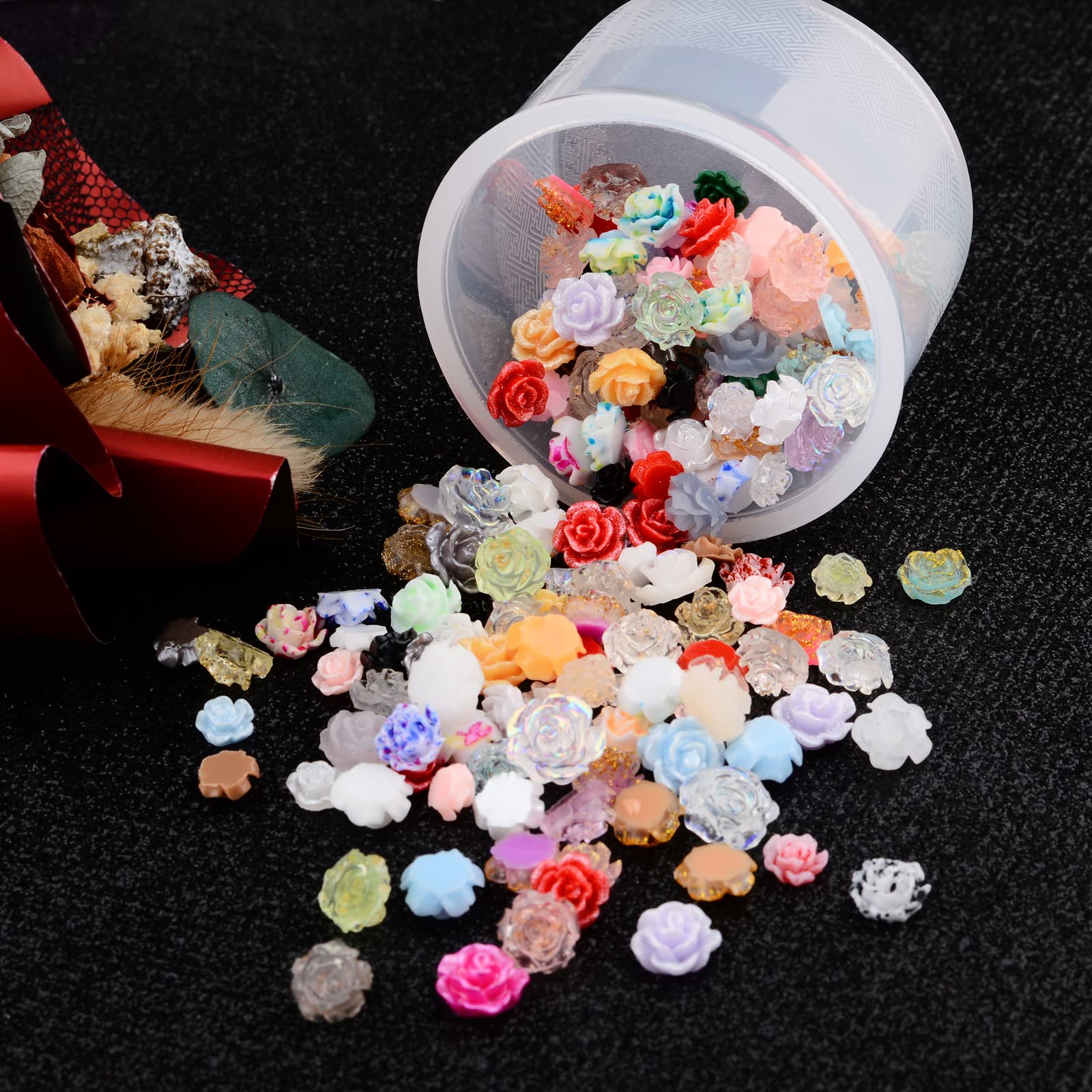 100 sztuk 3D kwiaty róża ozdoby do paznokci zestawy żywica akrylowa kamelia zdobienie paznokci biżuteria dla kobiet DIY rzemiosło manicure porady