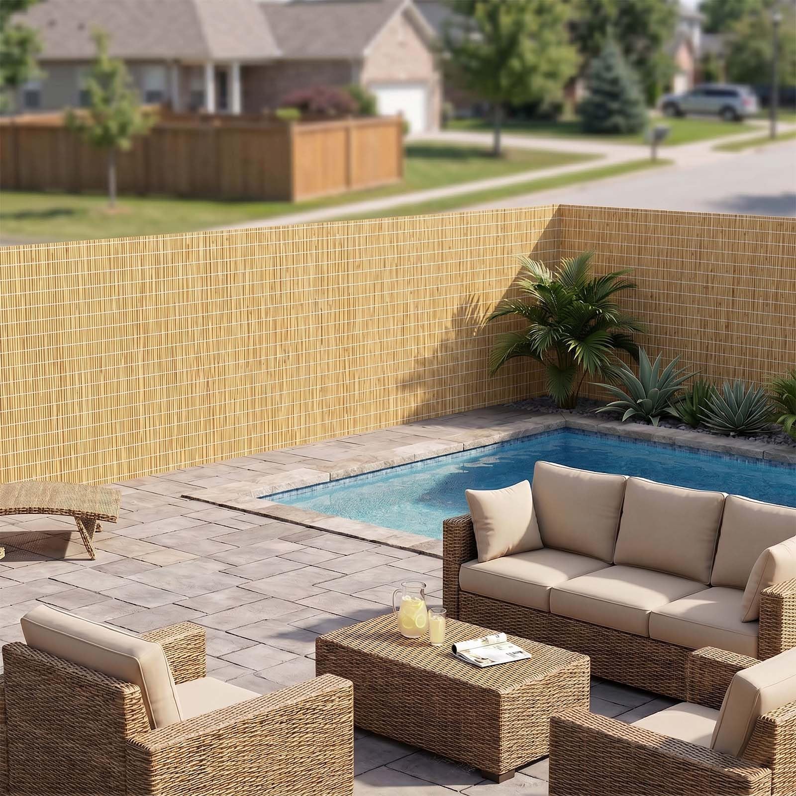 Recinzione in Canne Naturali per Esterno, Canniccio Frangivista Robusto, Stuoia Decorativa per Privacy Giardino Piscina e Copertura Gazebo, Protezione Solare e Antivento(Naturale,140x600cm)