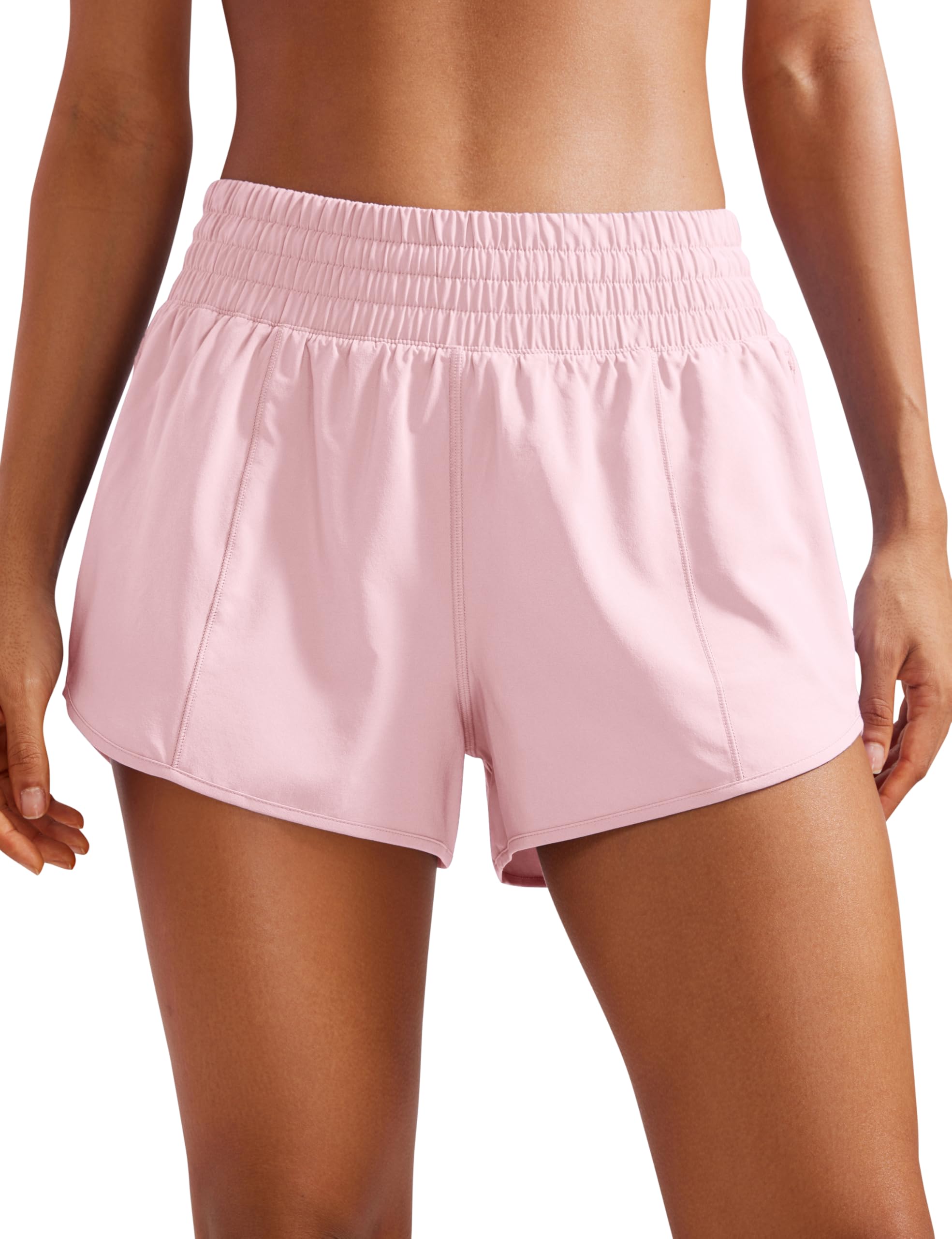 CRZ YOGA High Waisted Running Shorts 2.5" | Mesh Liner, Quick Dry, Lightweight, A Zip Pocket, for Women