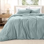 Bare Home Washed Duvet Cover - Queen Size - Premium 1800 Ultra-Soft Brushed Microfiber - Hypoallergenic, Easy Care, Stain Resistant (Queen, Washed Slate)